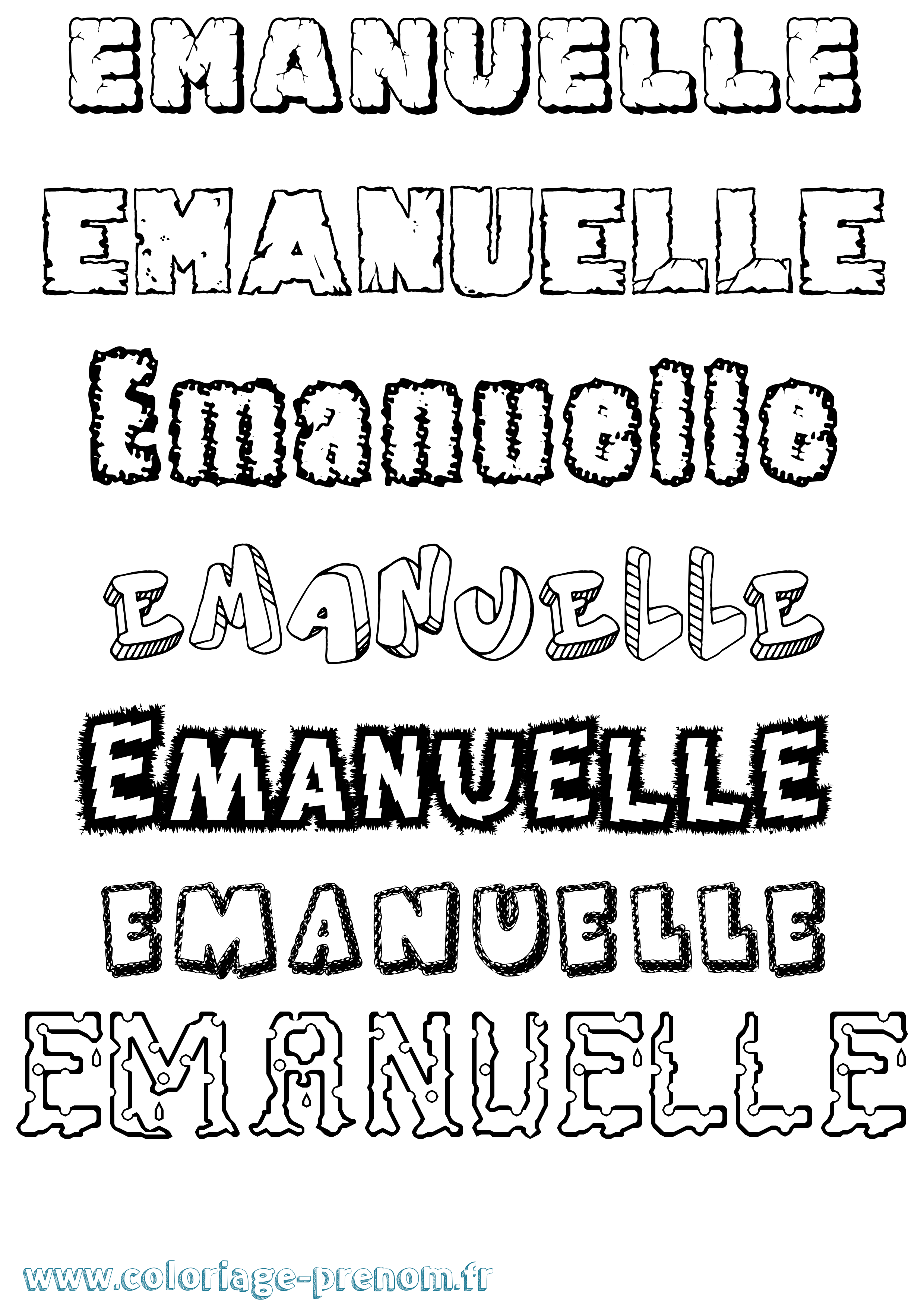 Coloriage prénom Emanuelle Destructuré