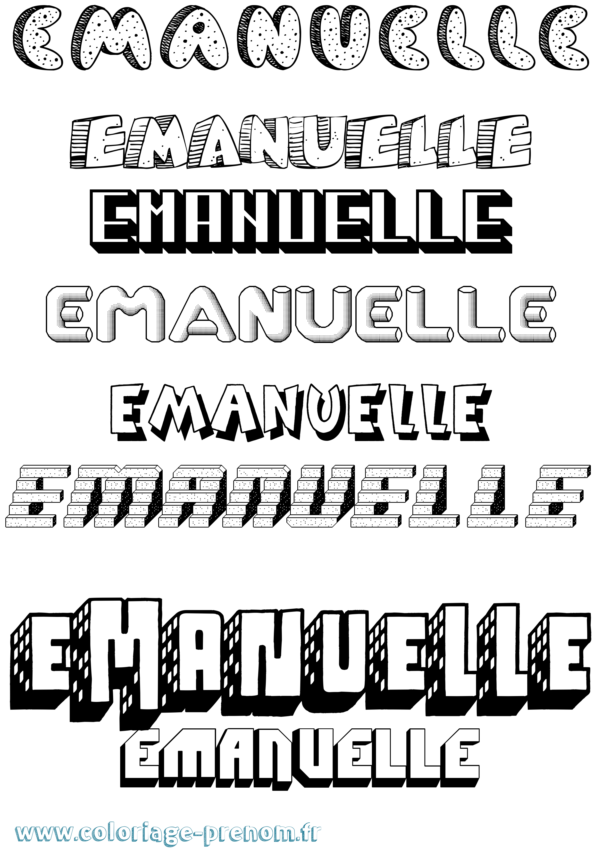 Coloriage prénom Emanuelle Effet 3D