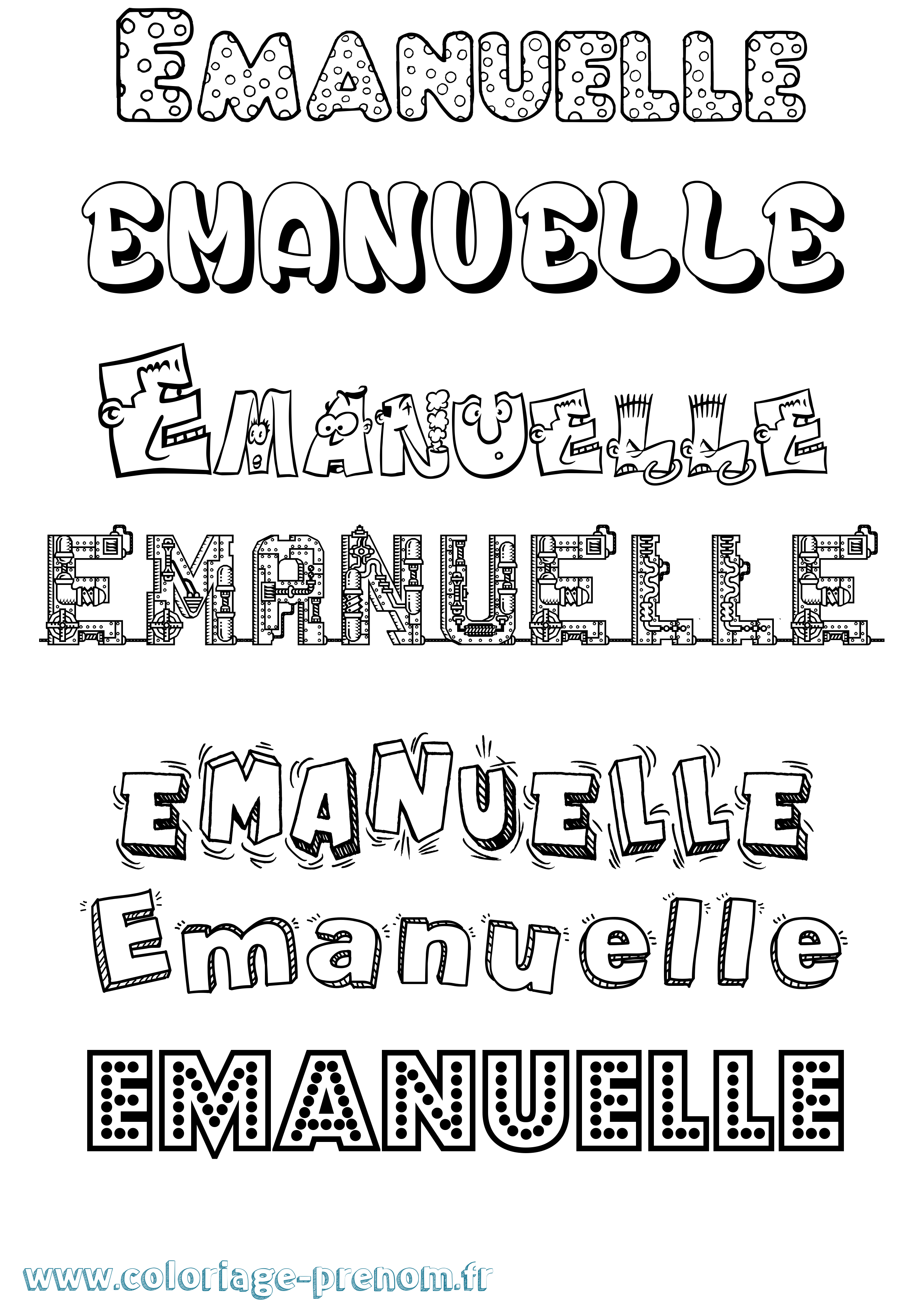 Coloriage prénom Emanuelle Fun