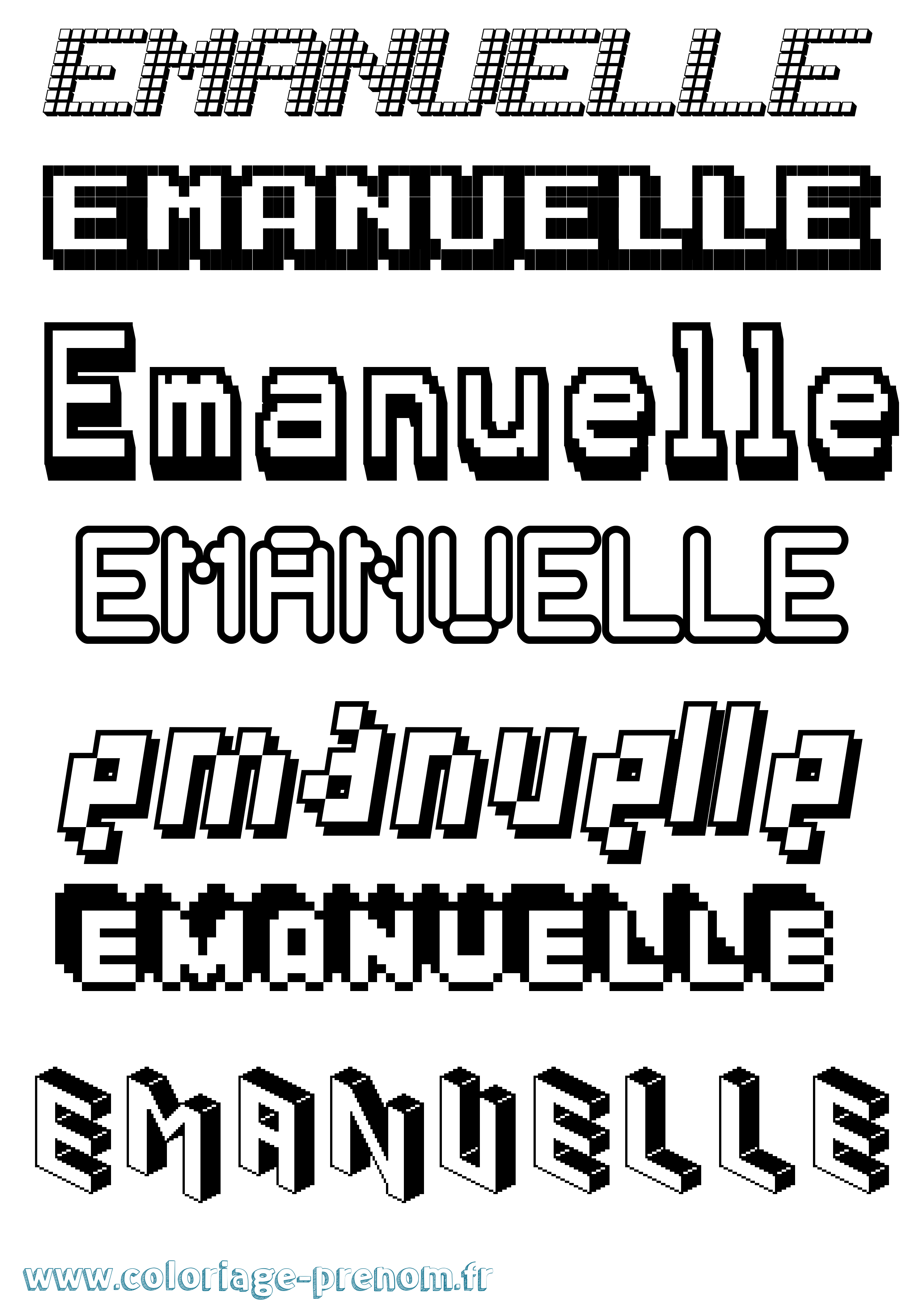 Coloriage prénom Emanuelle Pixel