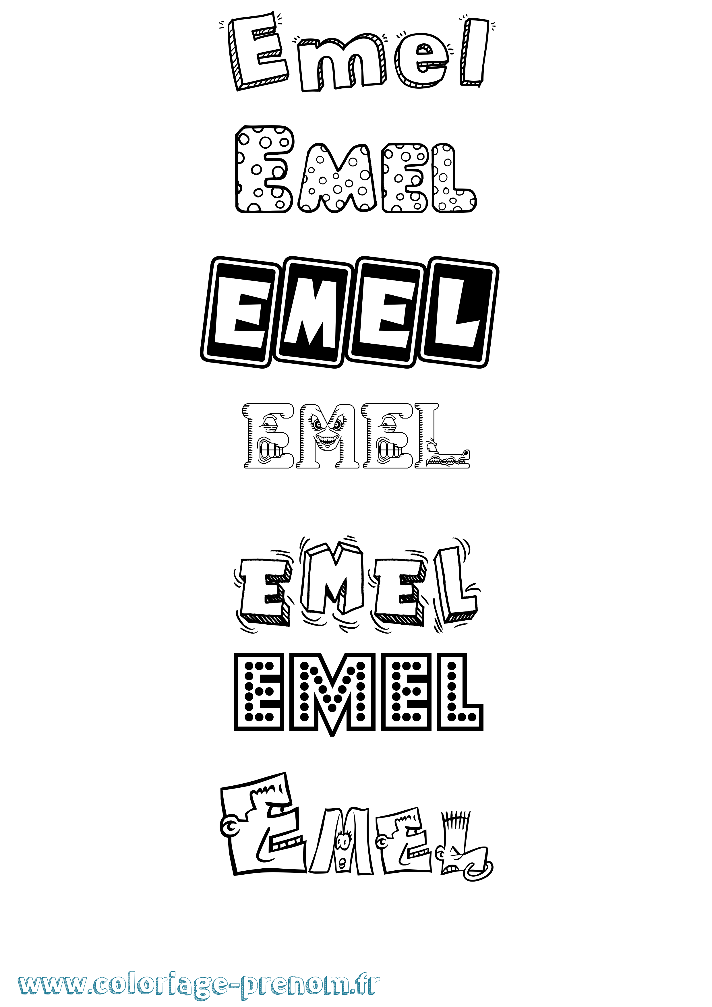 Coloriage prénom Emel Fun