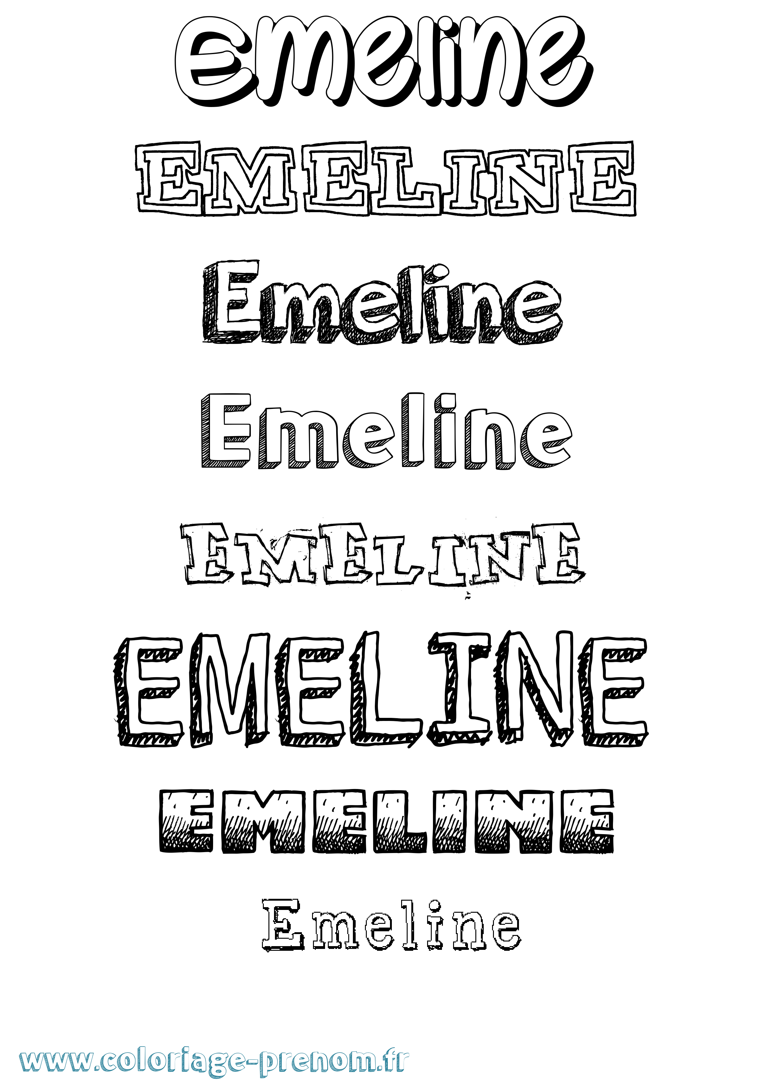 Coloriage prénom Emeline Dessiné