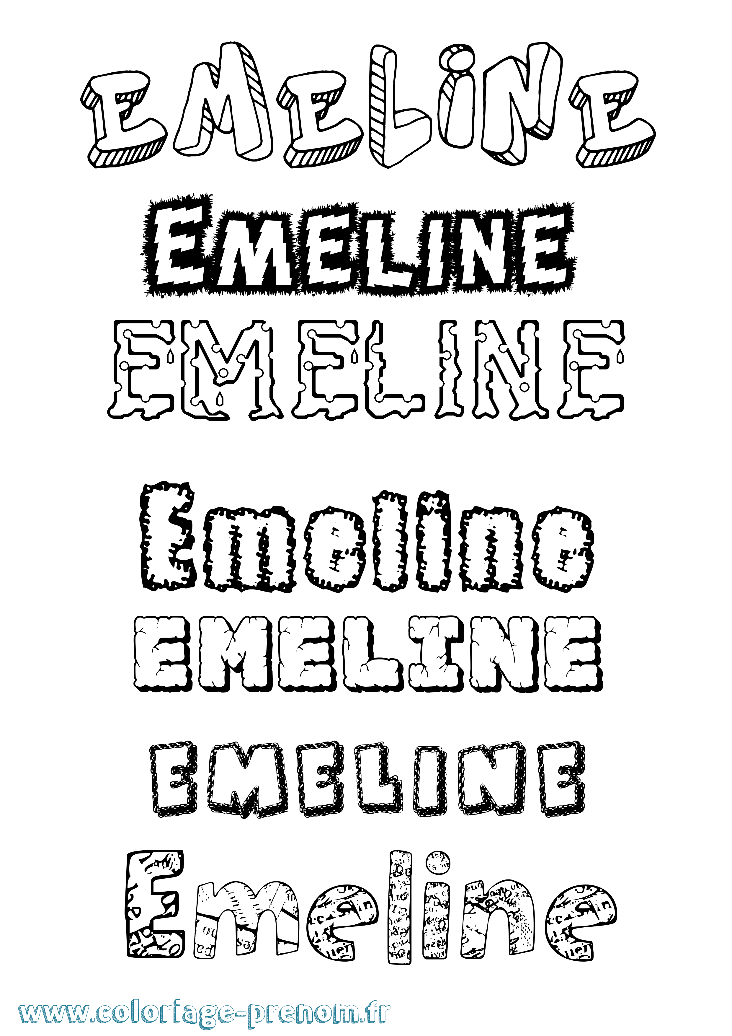 Coloriage Emeline Coloriage prénom Emeline
