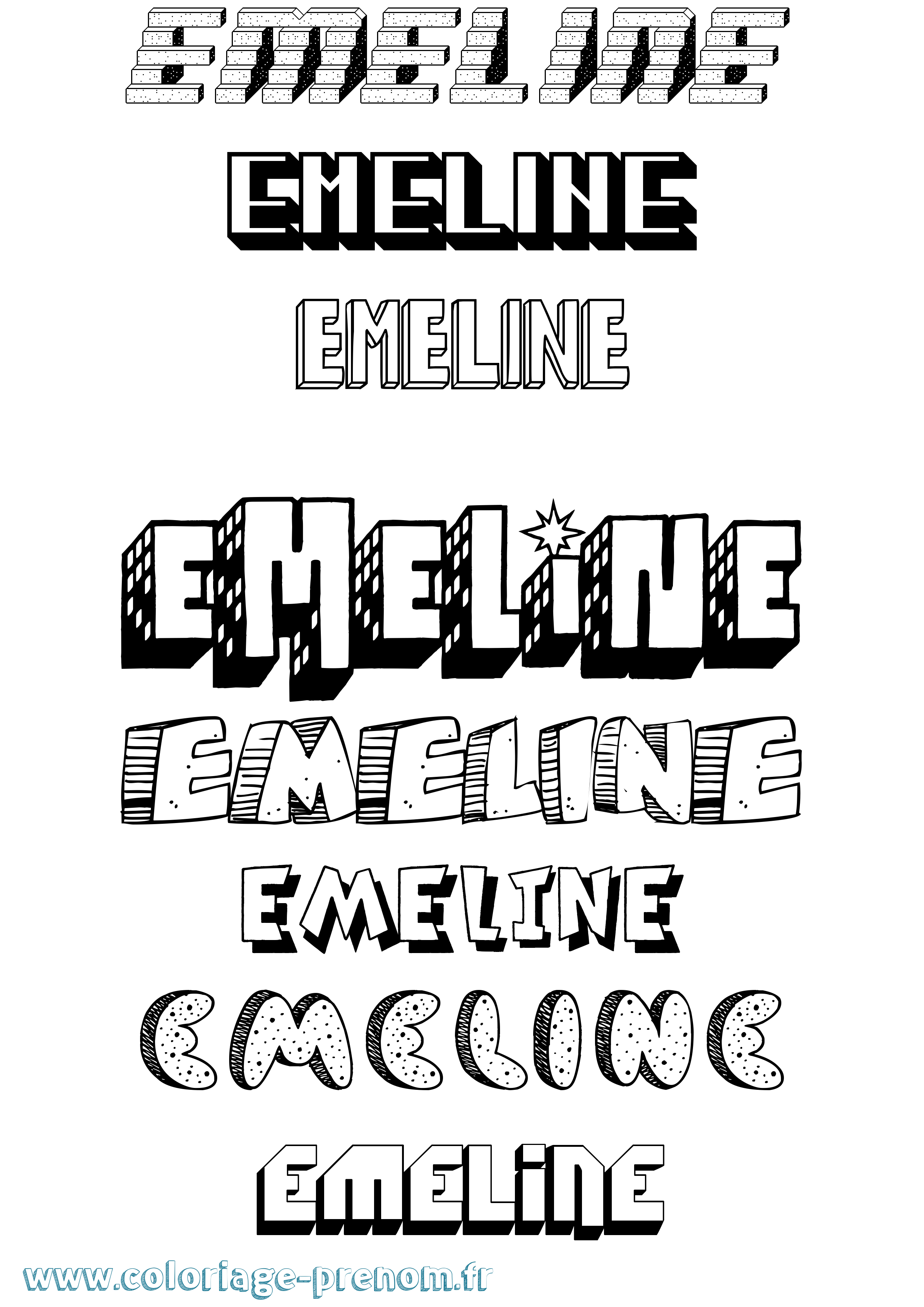 Coloriage prénom Emeline Effet 3D