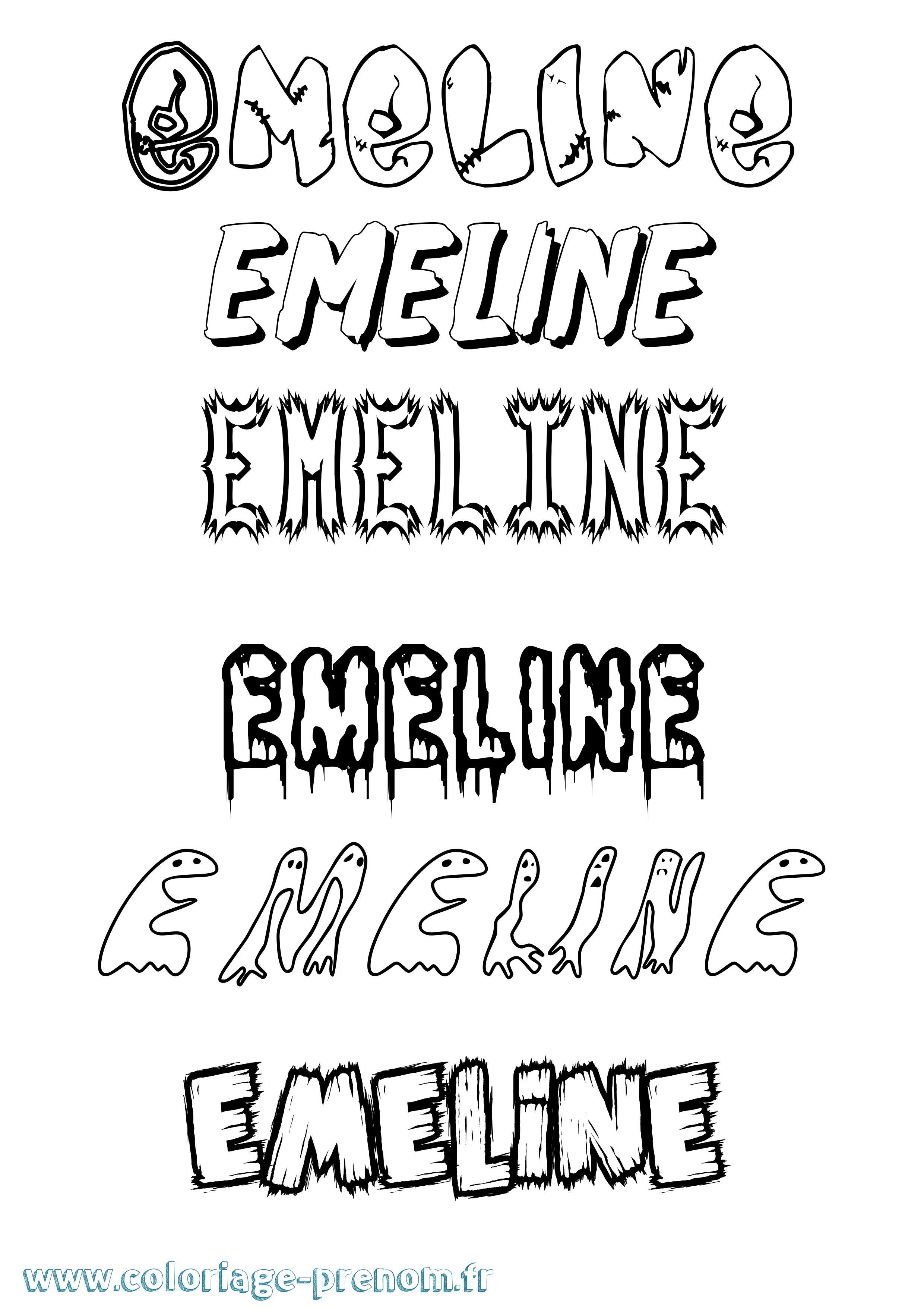 Coloriage prénom Emeline Frisson