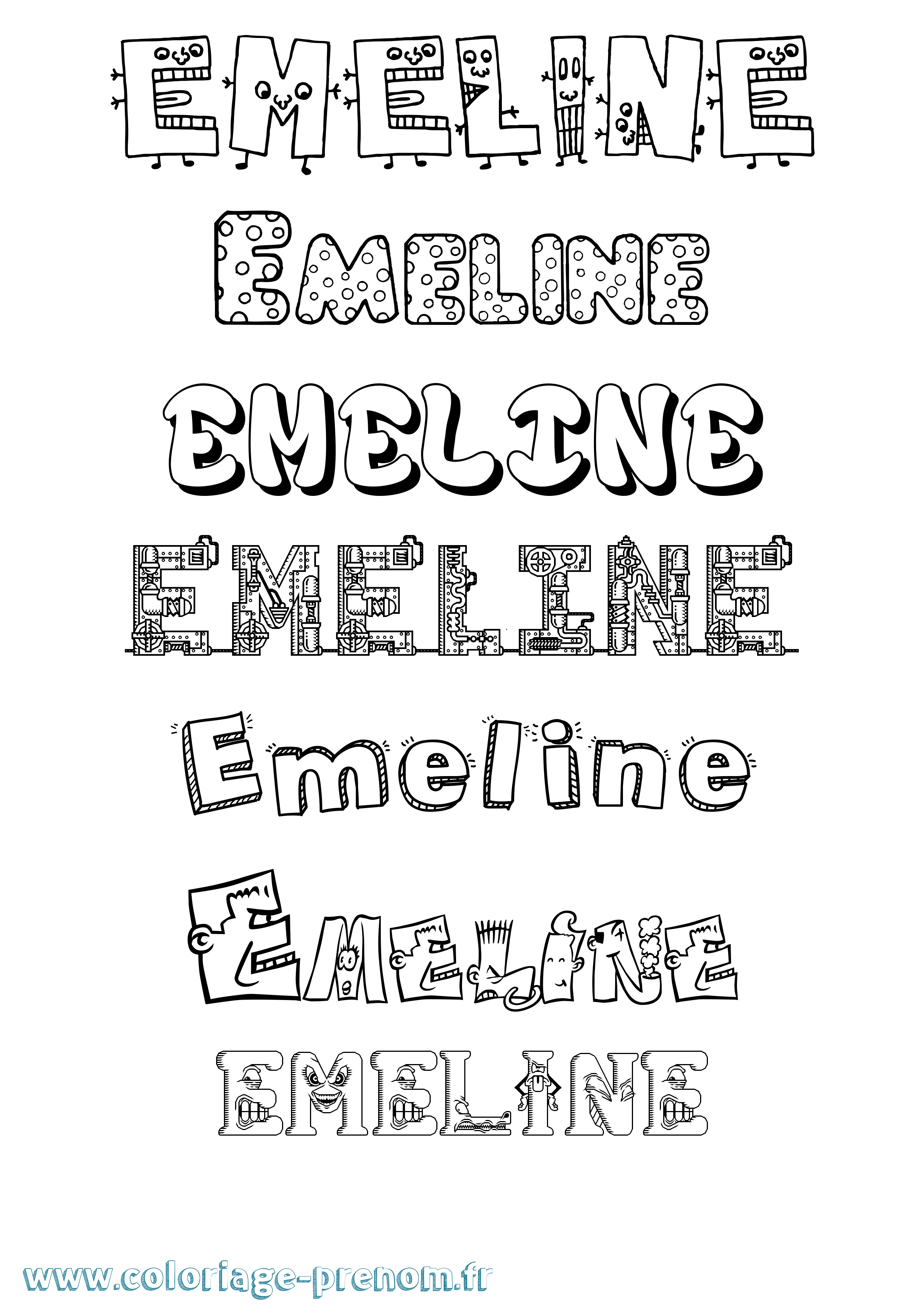 Coloriage Emeline Coloriage prénom Emeline