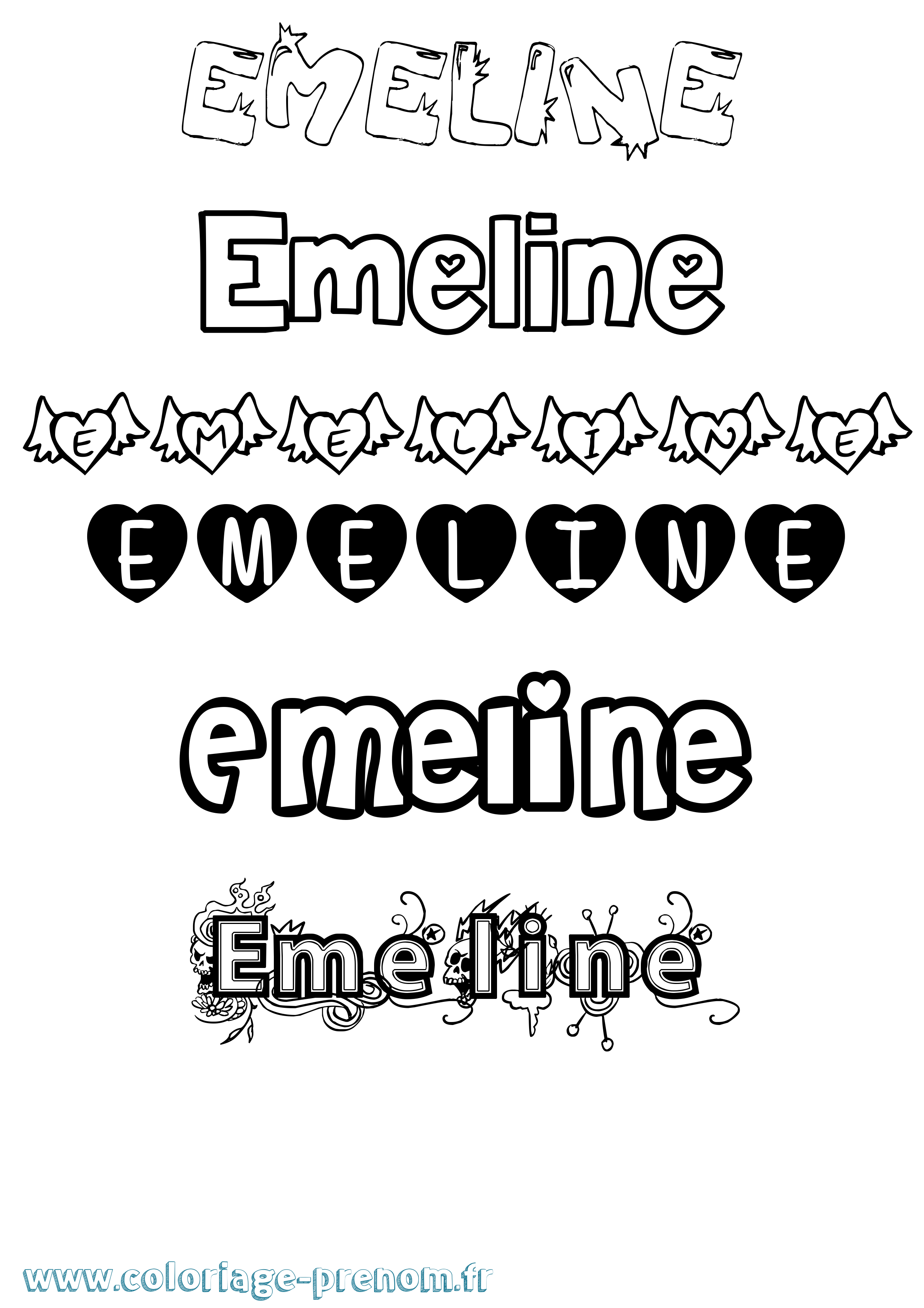 Coloriage Emeline Coloriage prénom Emeline