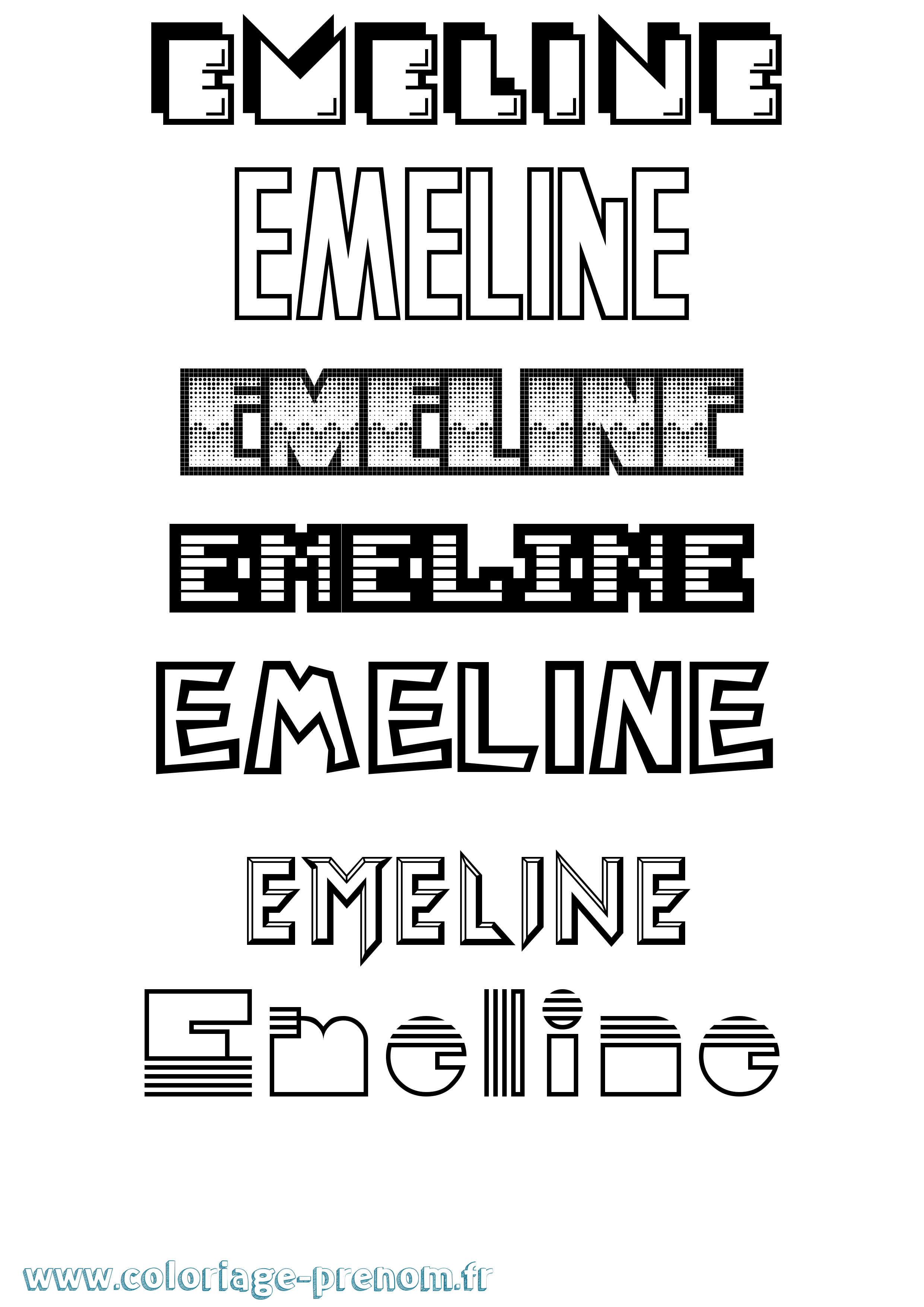 Coloriage Emeline Coloriage prénom Emeline
