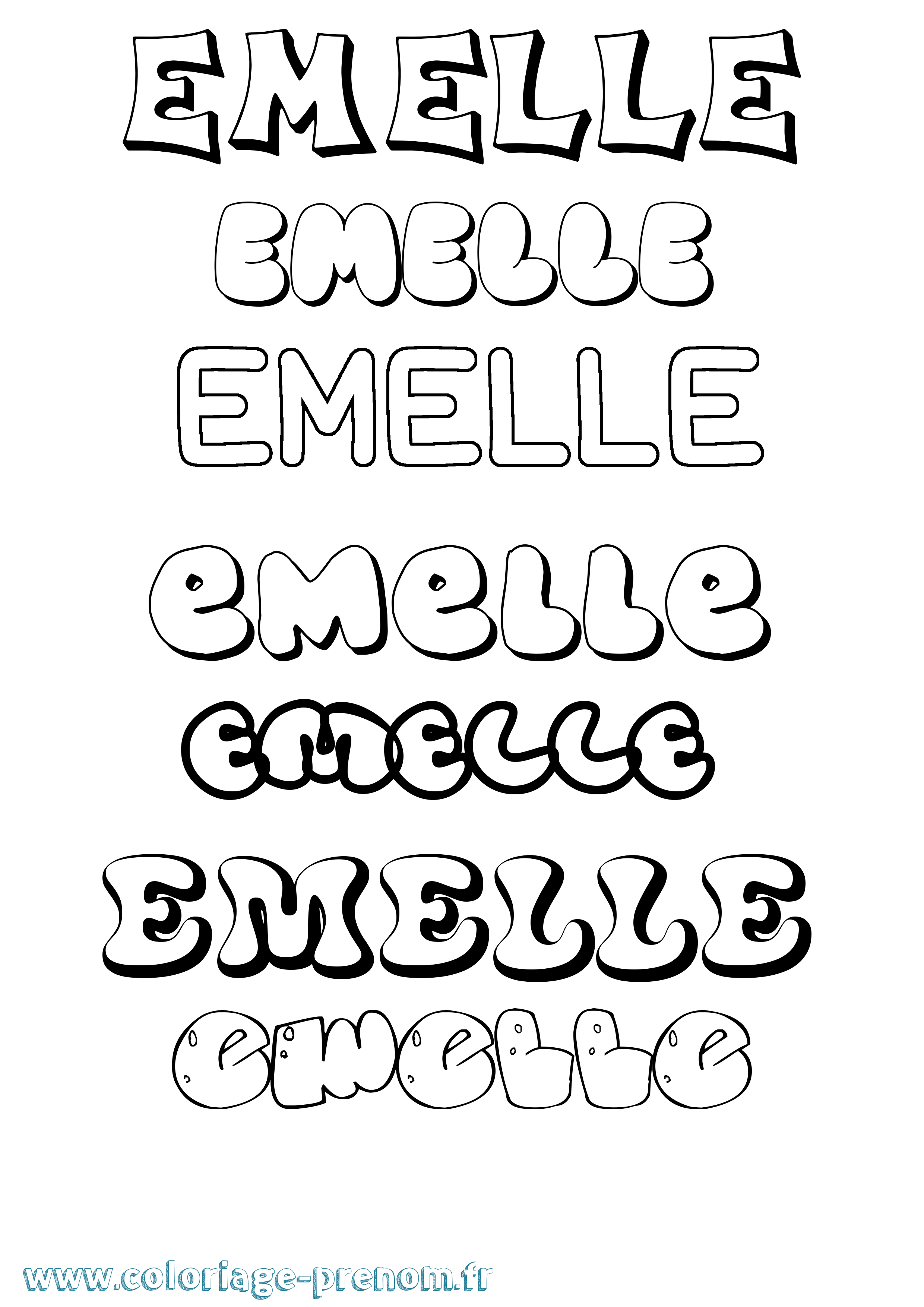 Coloriage prénom Emelle Bubble