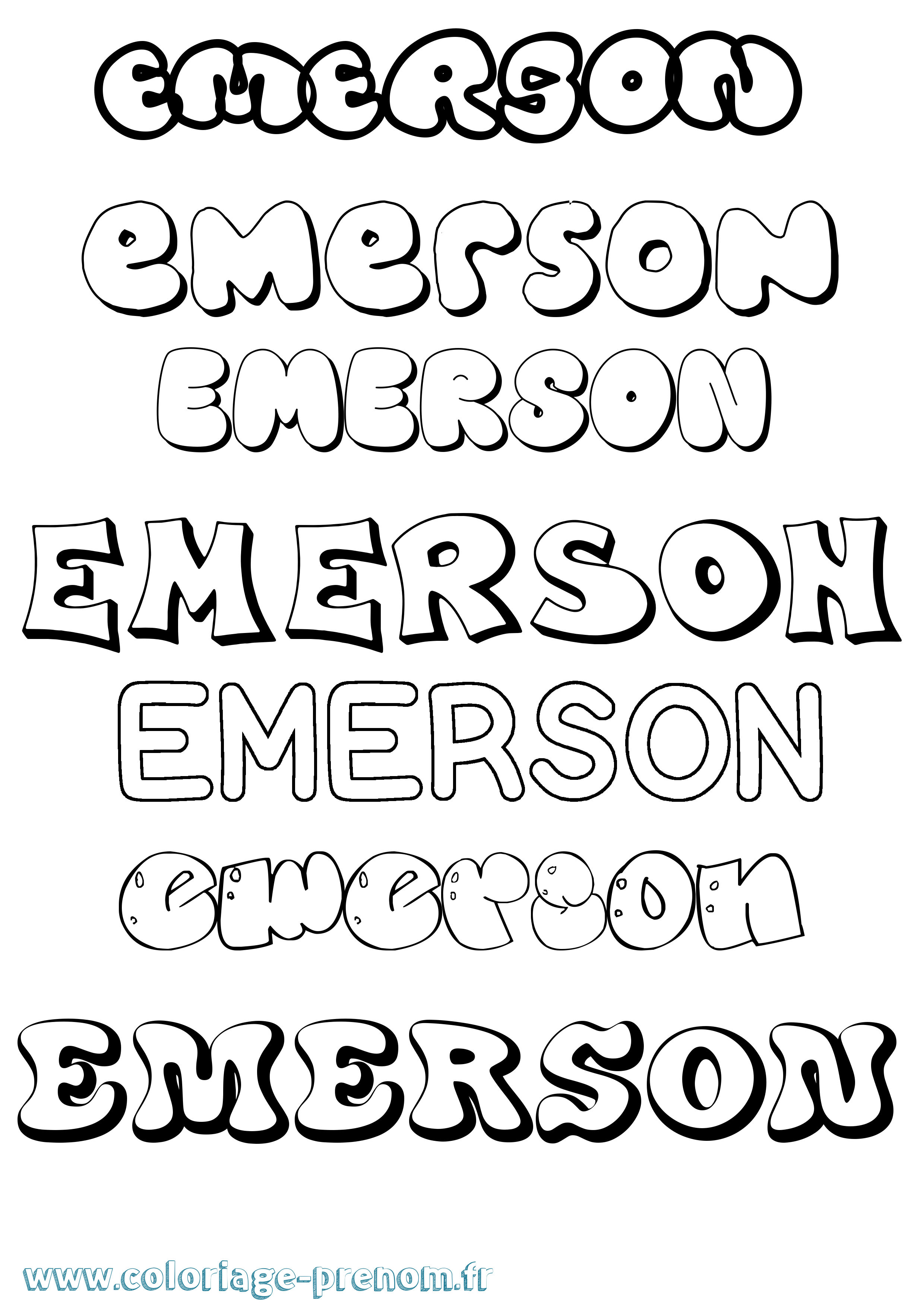 Coloriage Emerson Bubble Coloriage prénom Emerson Bubble