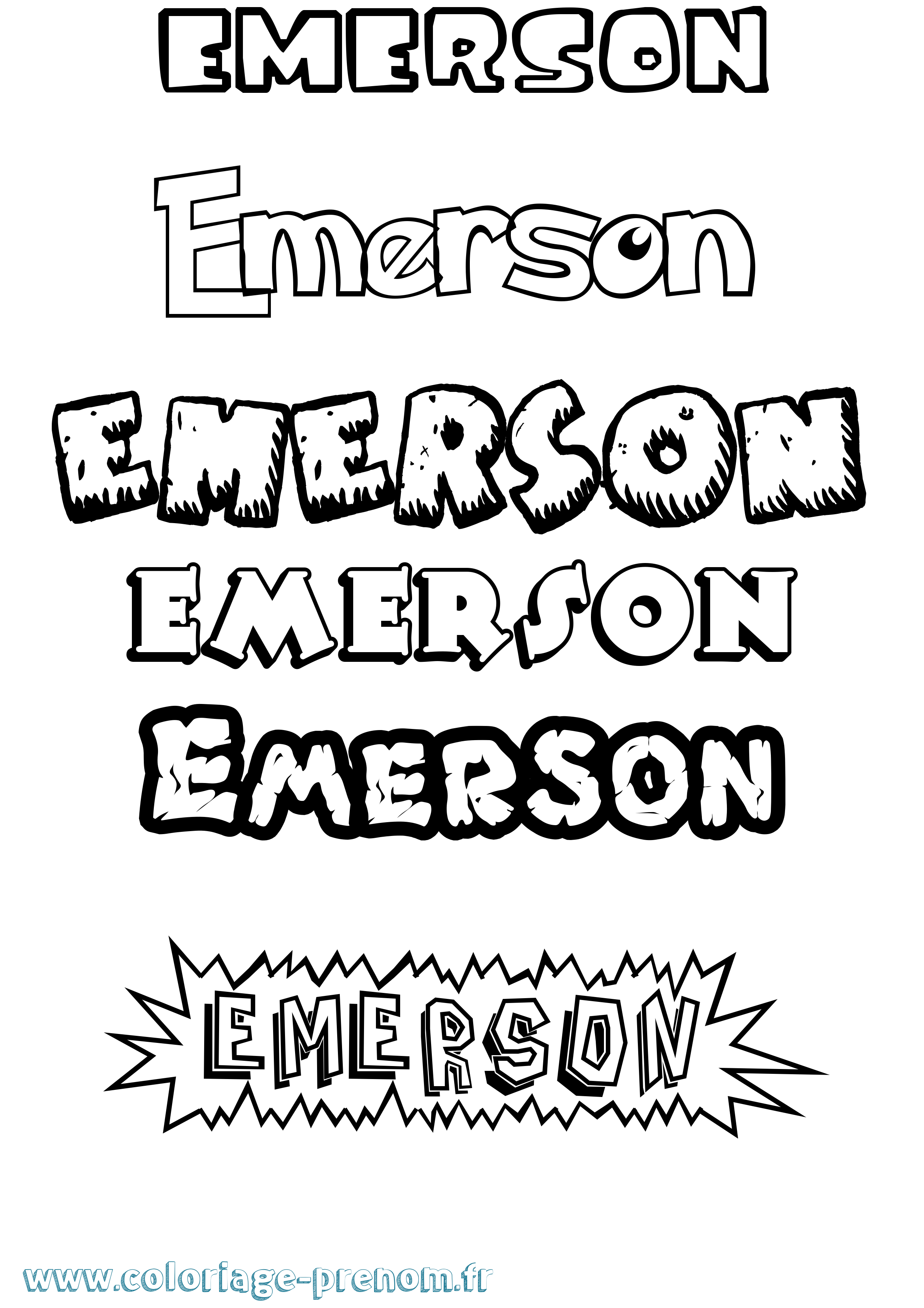 Coloriage Emerson Dessin Animé Coloriage prénom Emerson Dessin Animé
