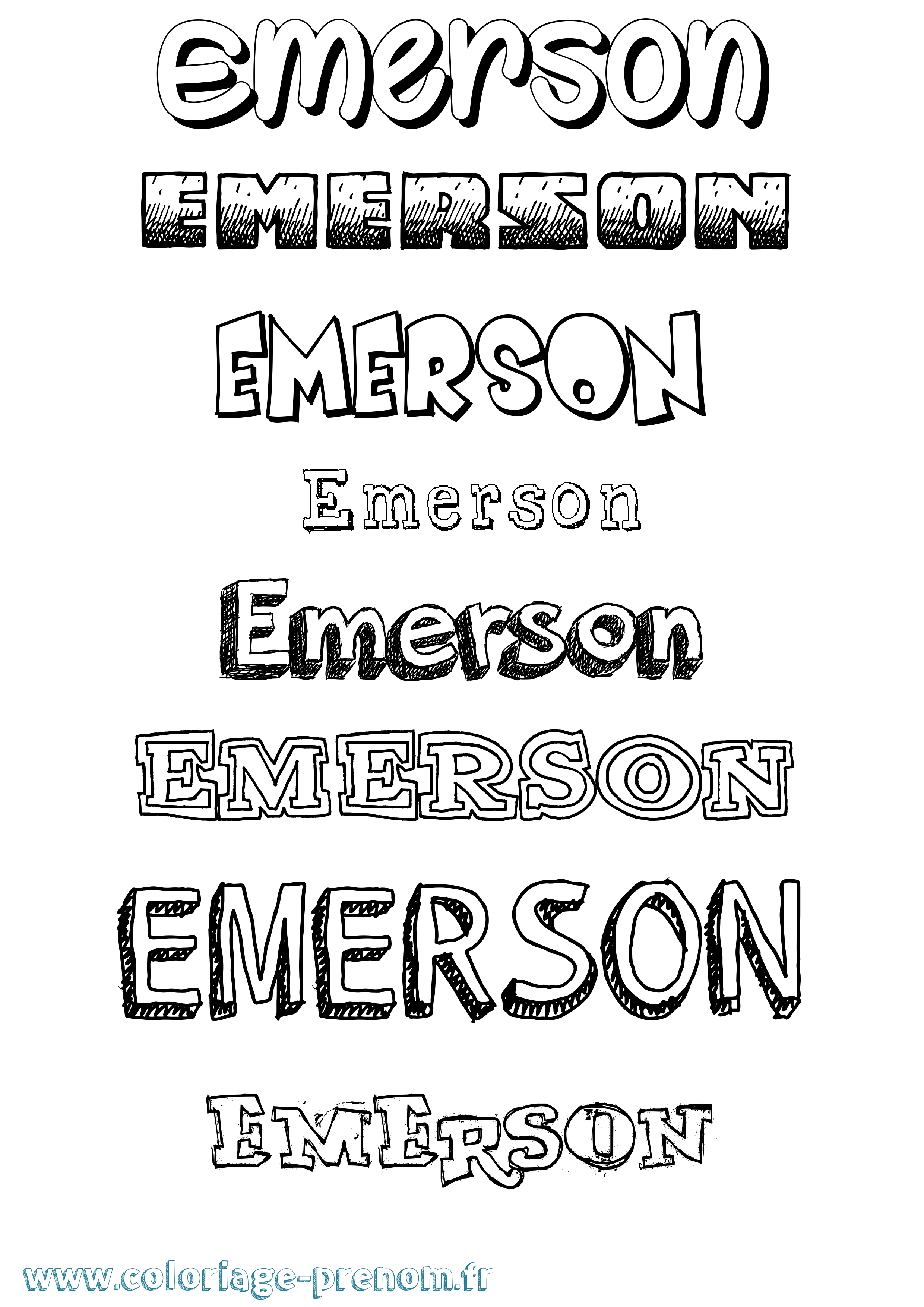 Coloriage Emerson Dessiné Coloriage prénom Emerson Dessiné