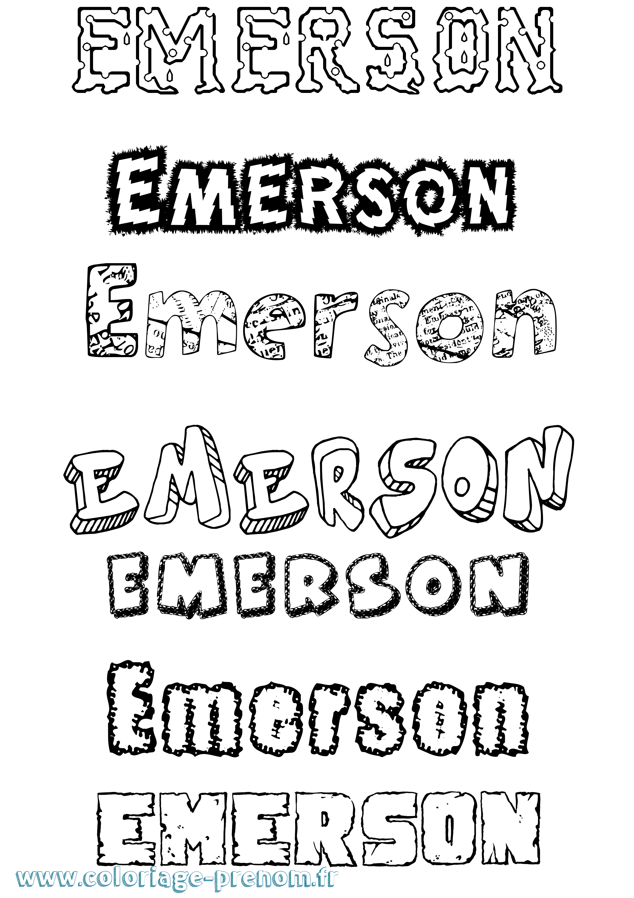 Coloriage Emerson Destructuré Coloriage prénom Emerson Destructuré