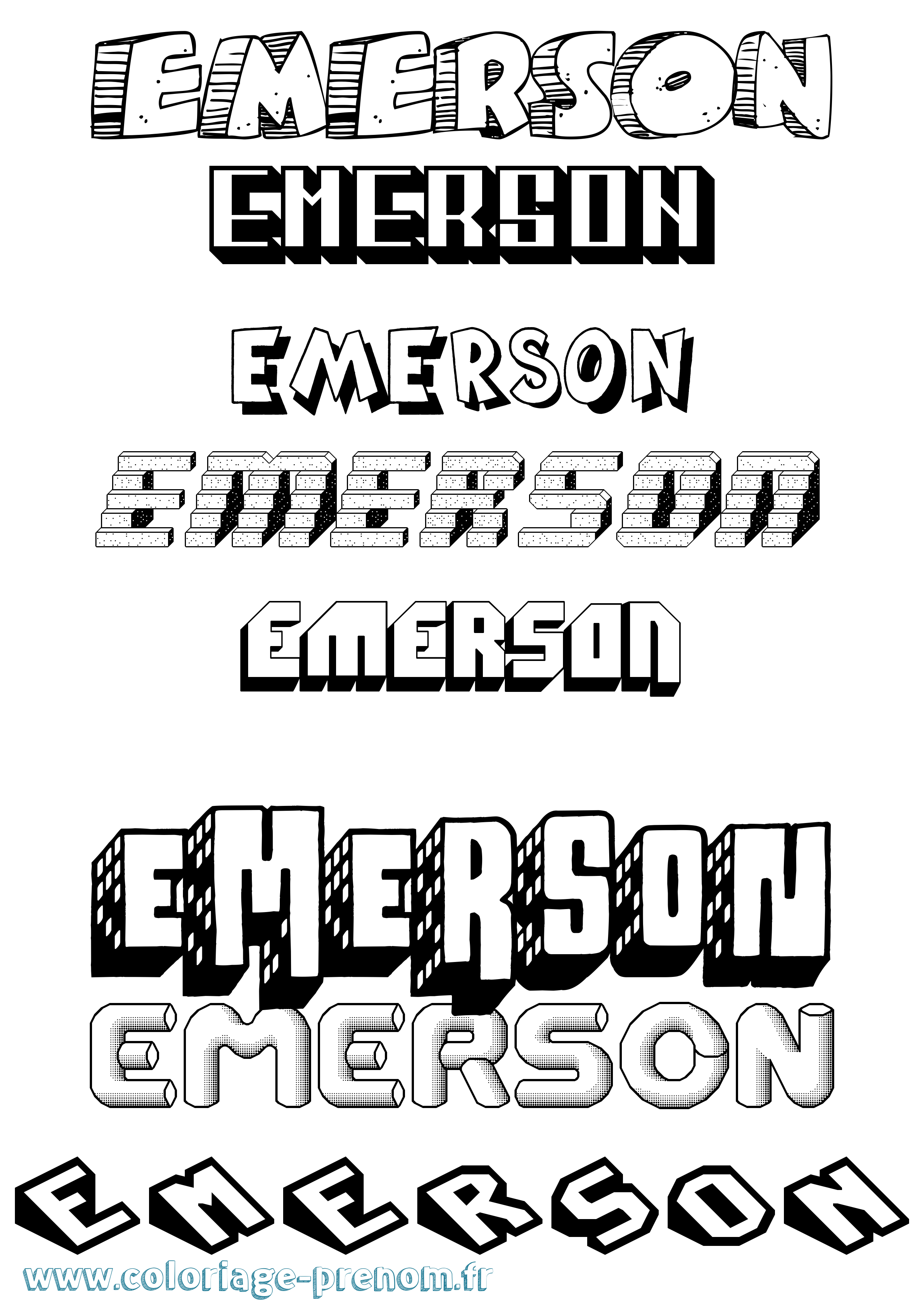 Coloriage Emerson Effet 3D Coloriage prénom Emerson Effet 3D