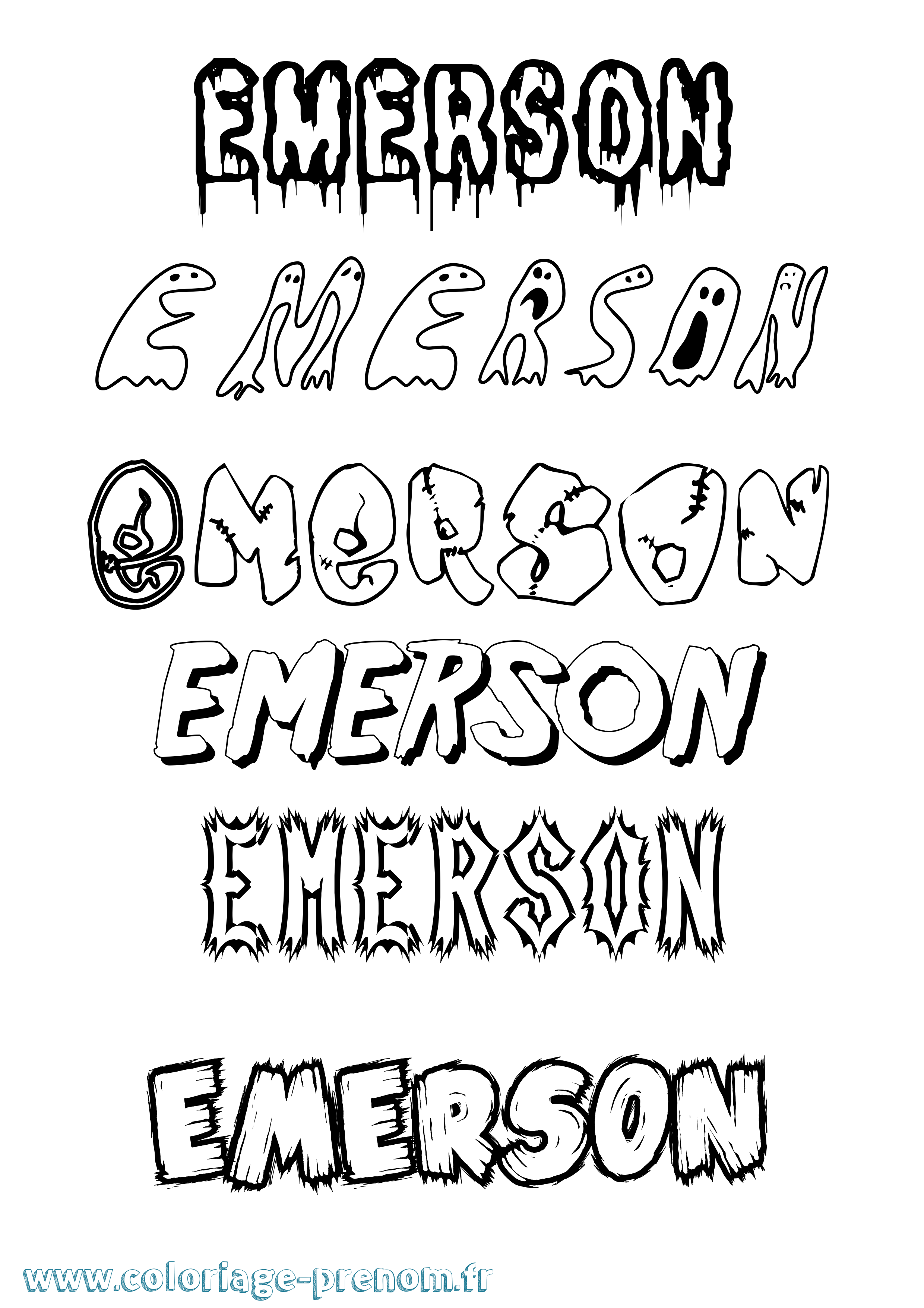 Coloriage Emerson Frisson Coloriage prénom Emerson Frisson