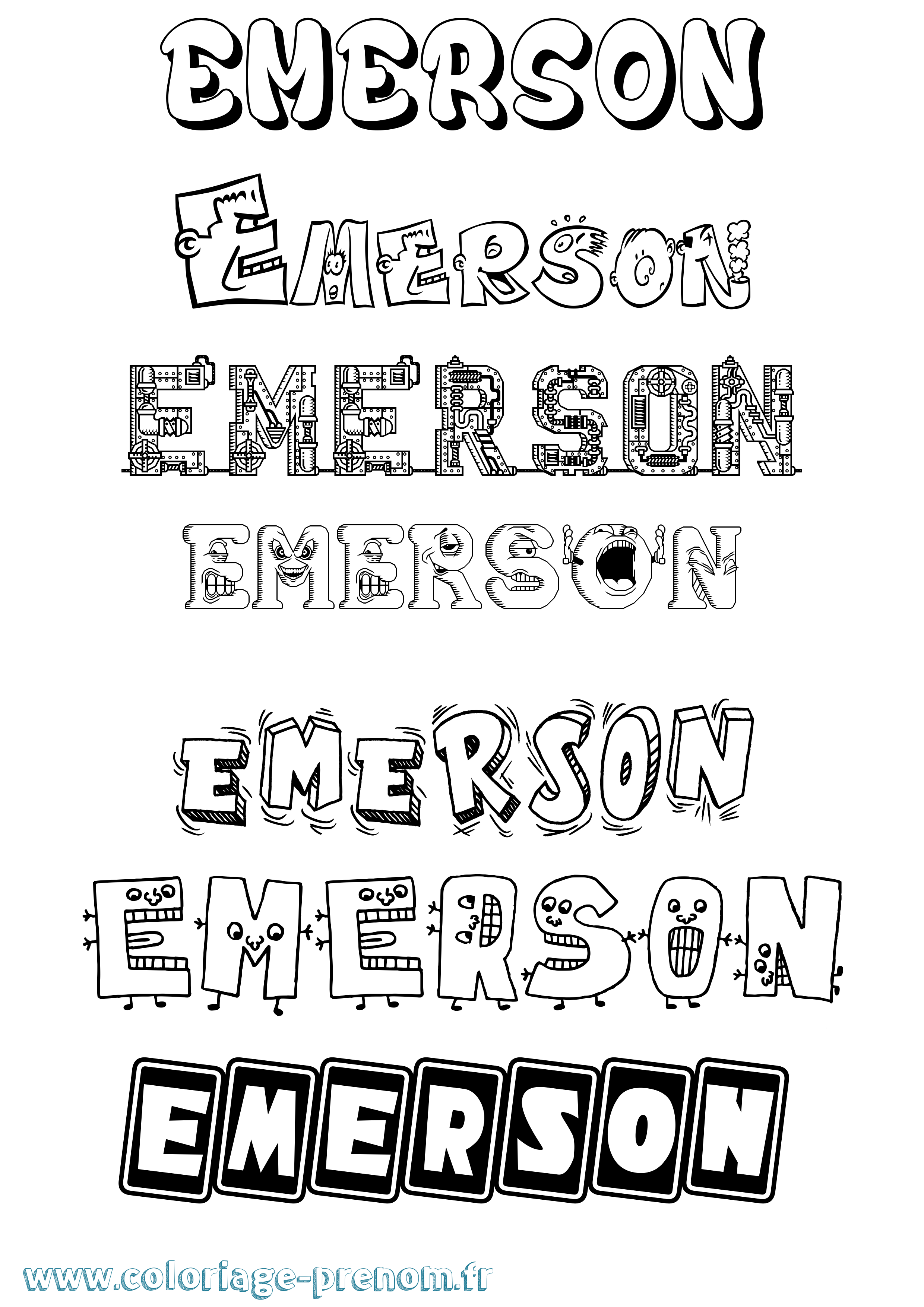Coloriage Emerson Fun Coloriage prénom Emerson Fun