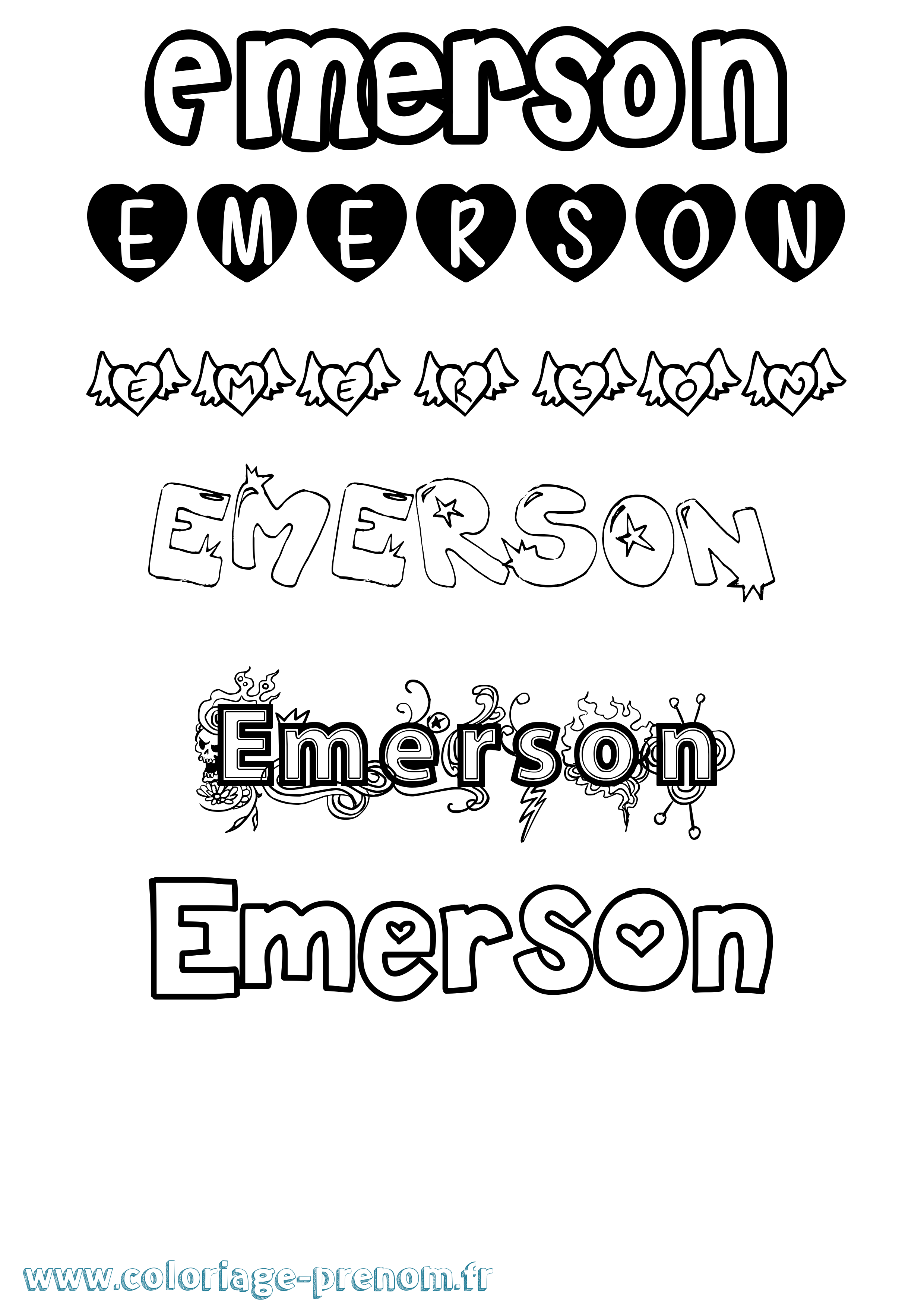 Coloriage Emerson Girly Coloriage prénom Emerson Girly