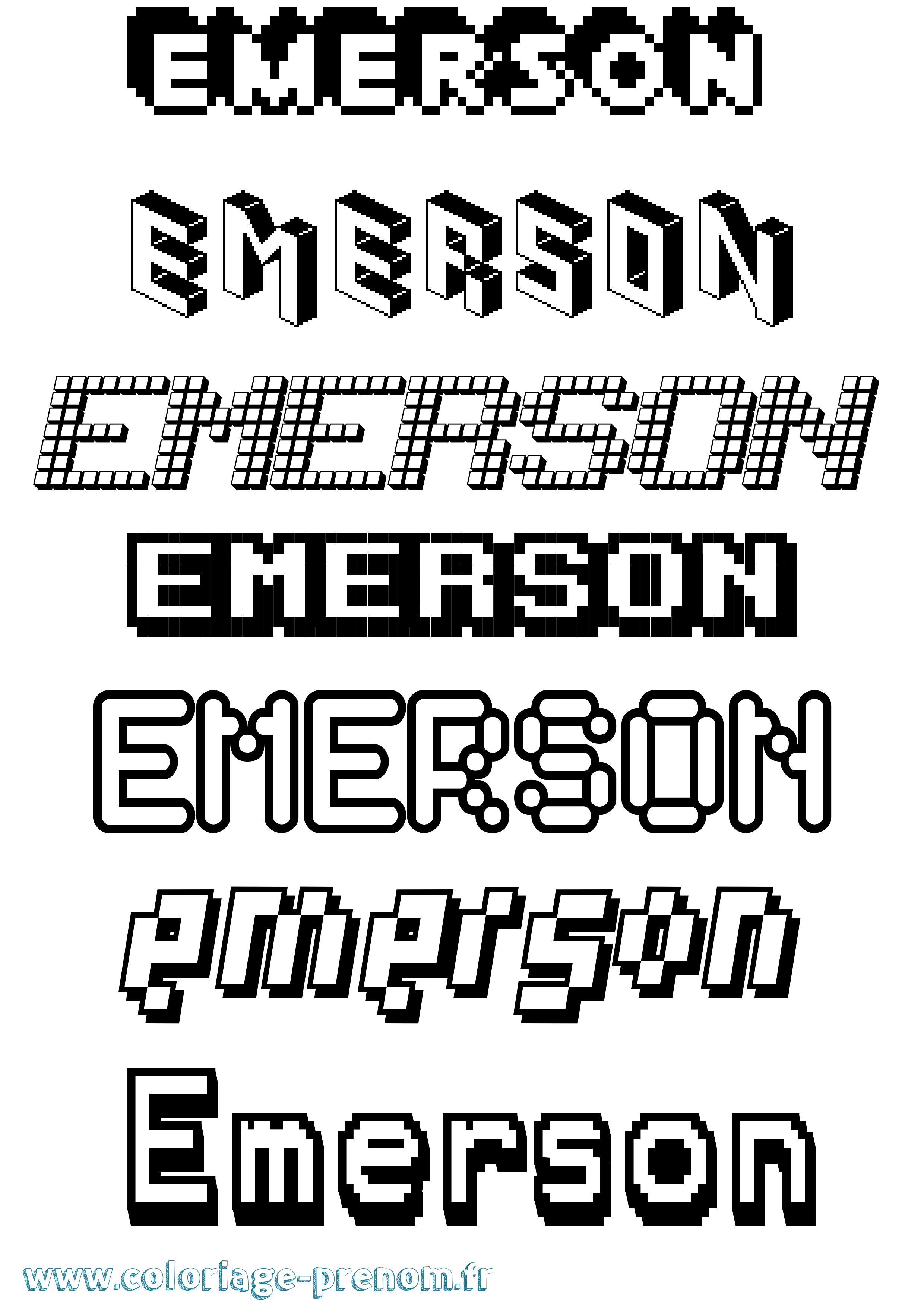 Coloriage Emerson Pixel Coloriage prénom Emerson Pixel