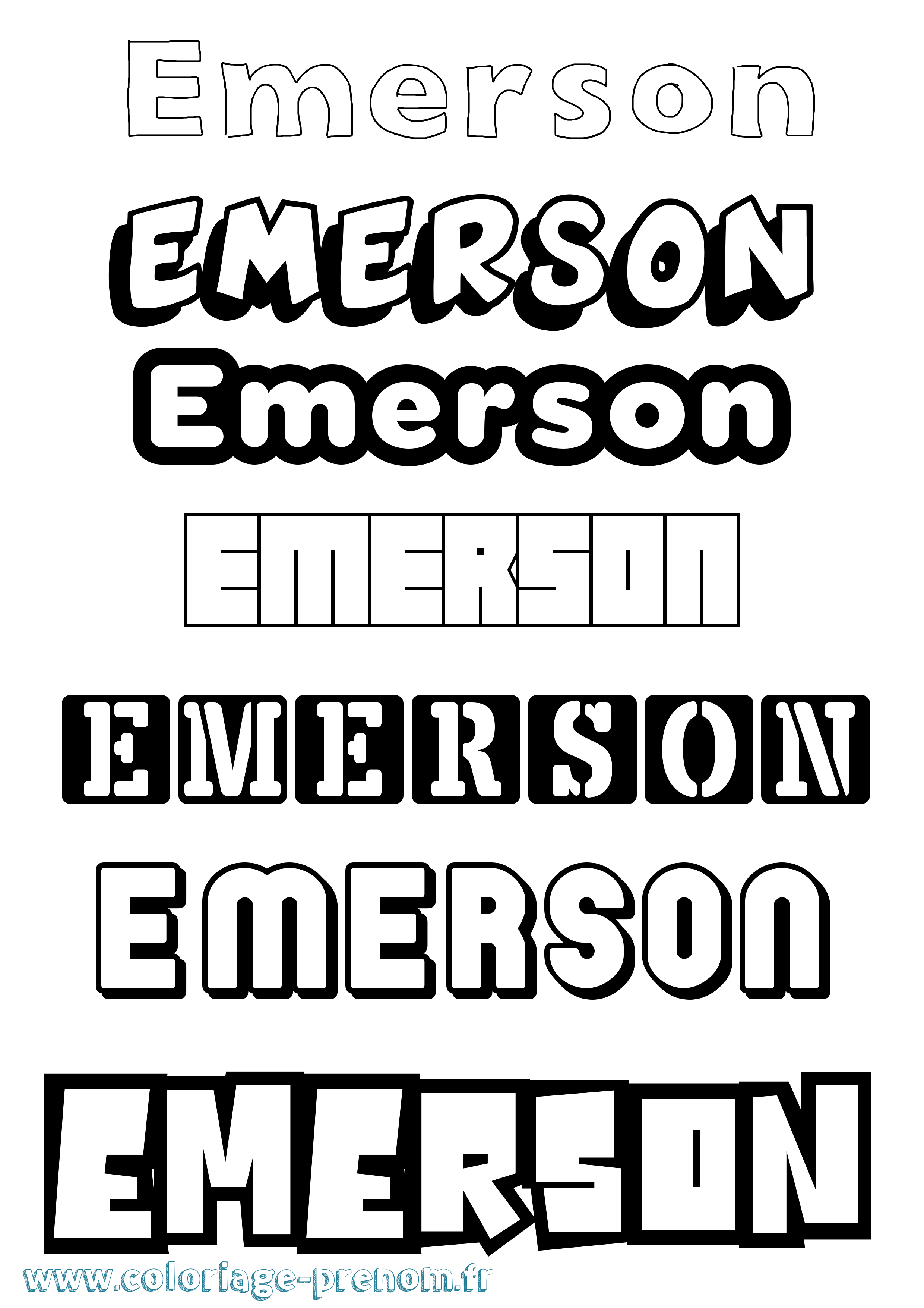 Coloriage Emerson Simple Coloriage prénom Emerson Simple