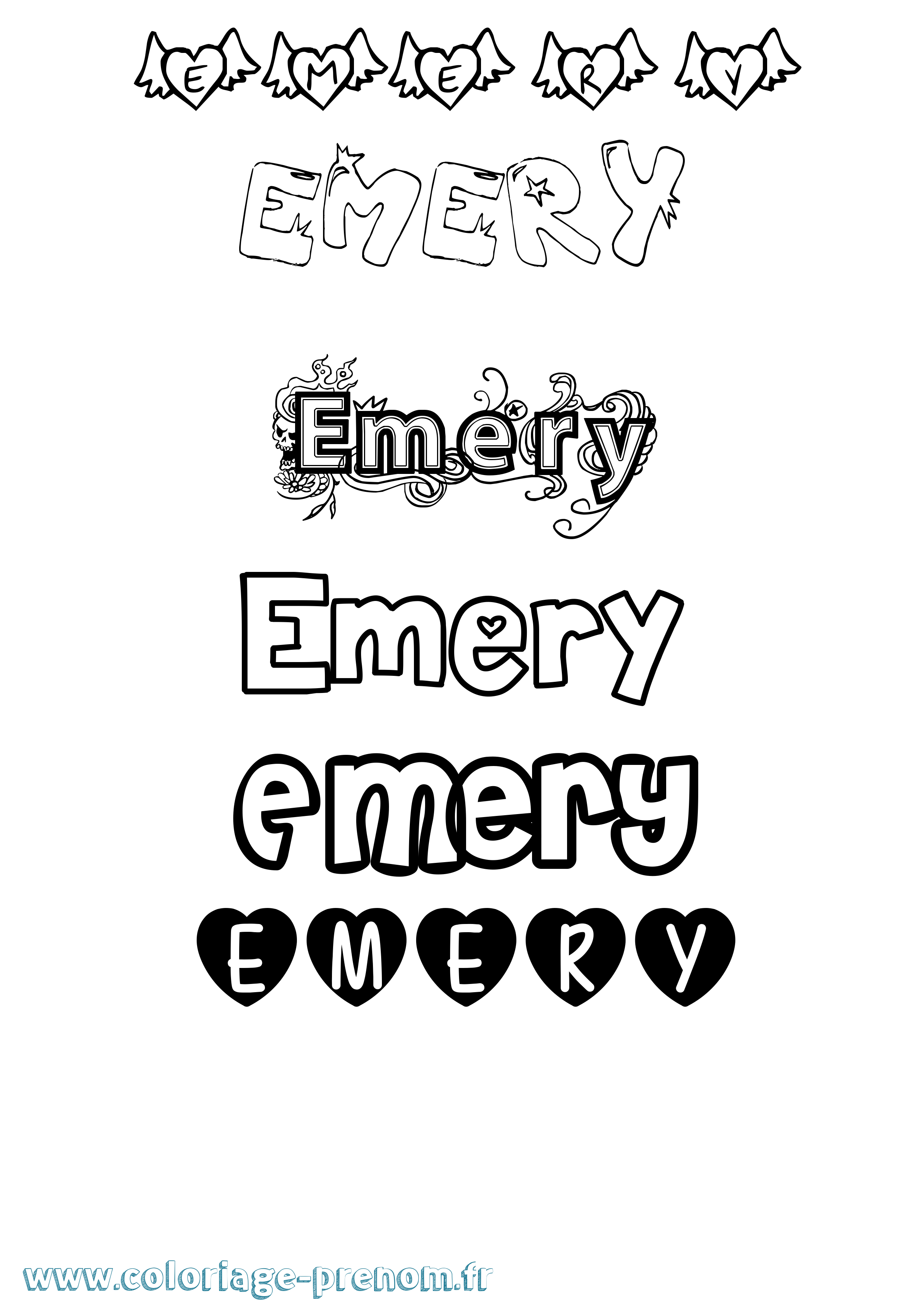 Coloriage prénom Emery Girly