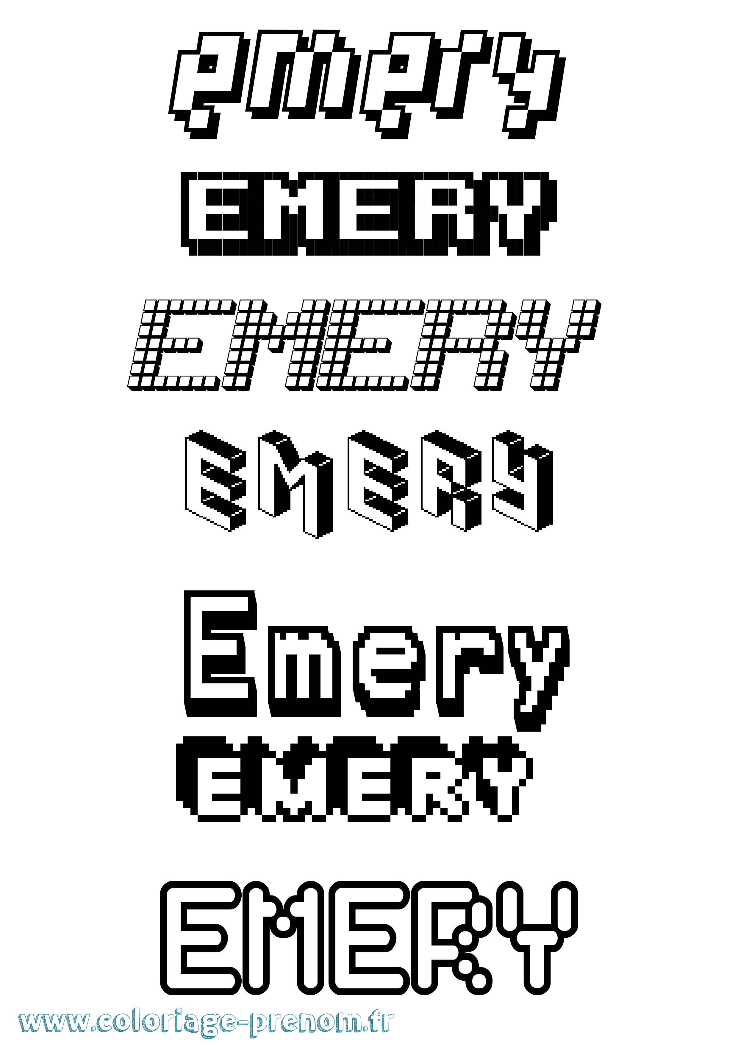 Coloriage prénom Emery Pixel