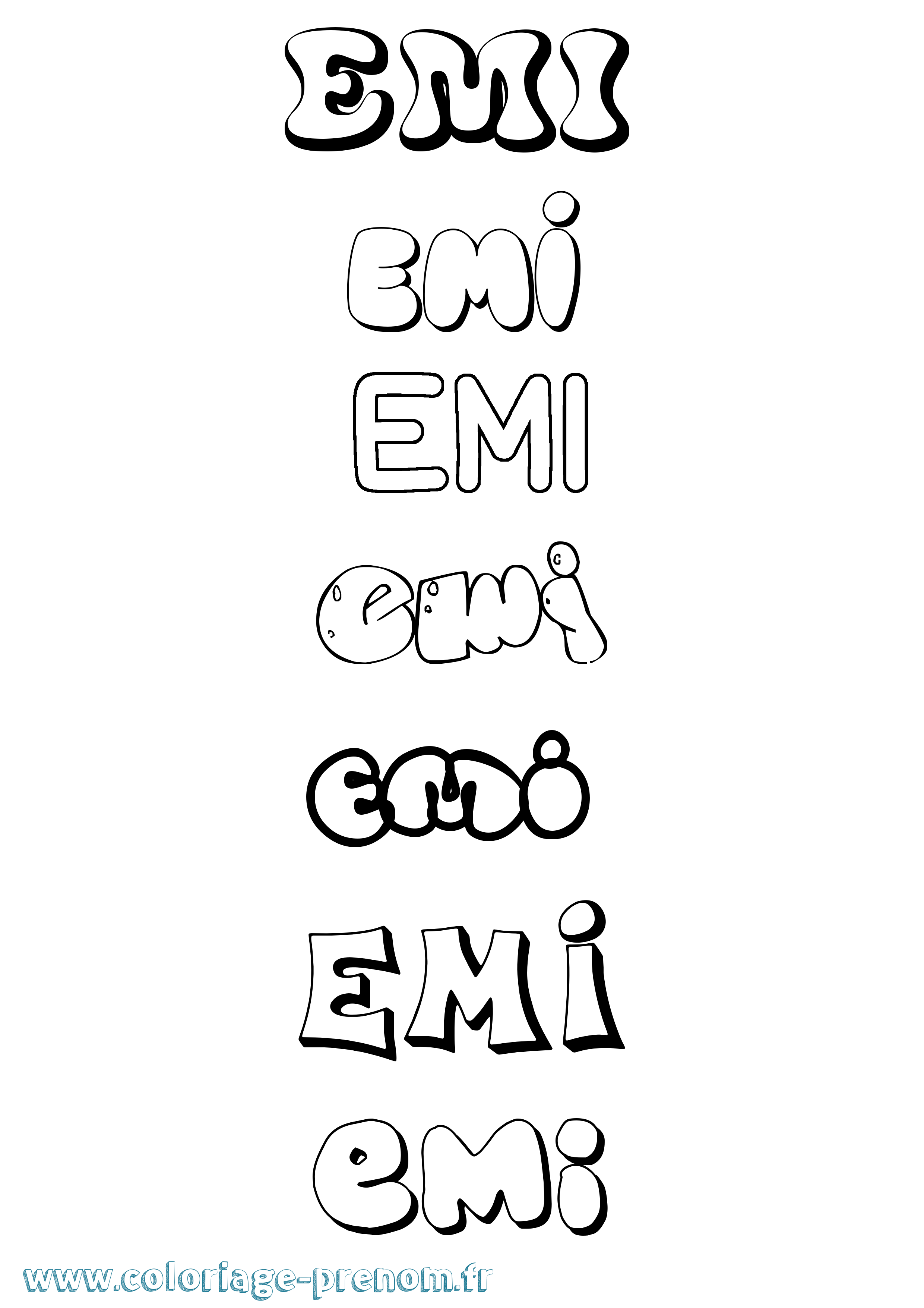 Coloriage prénom Emi Bubble