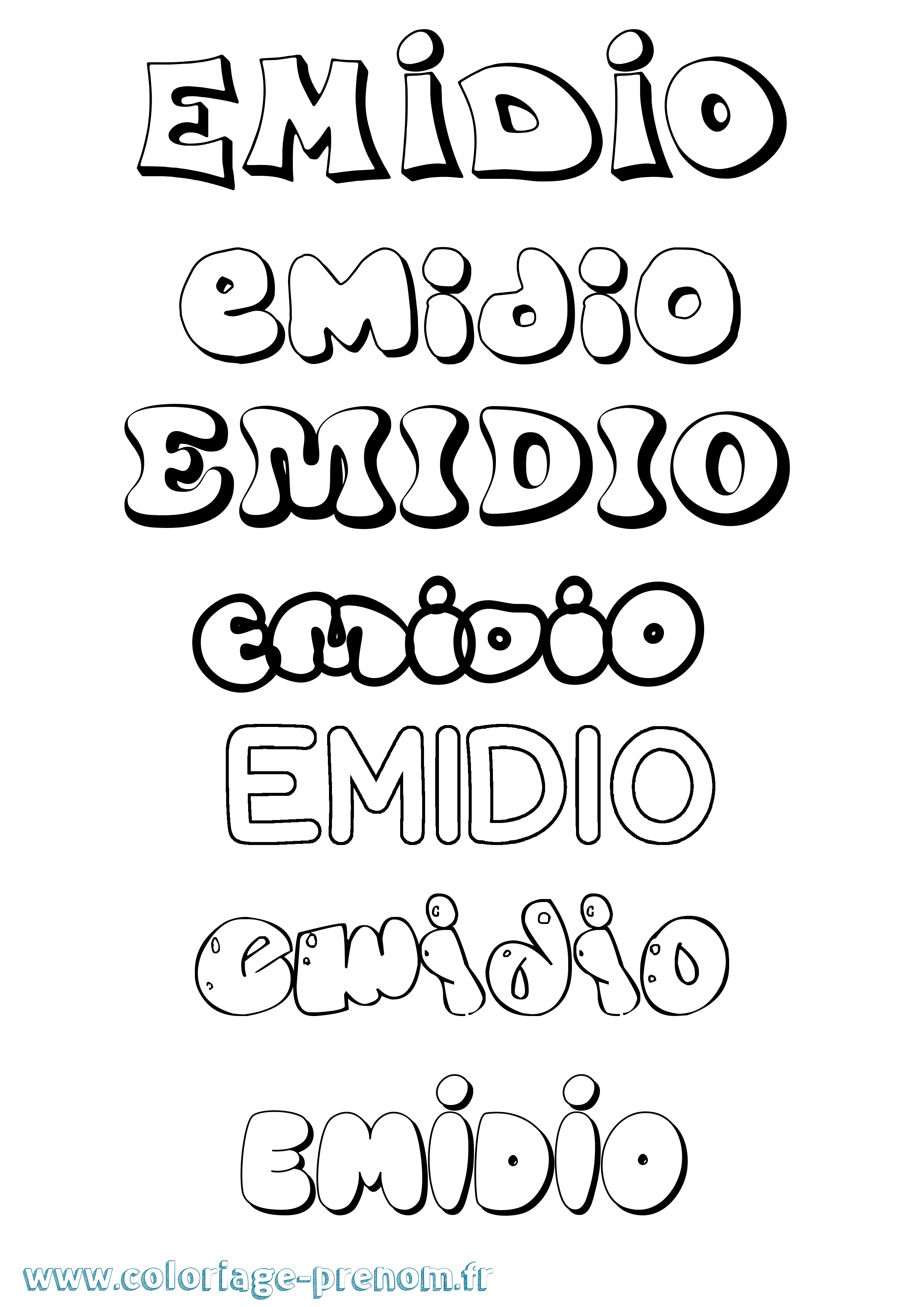Coloriage Emidio Bubble Coloriage prénom Emidio Bubble
