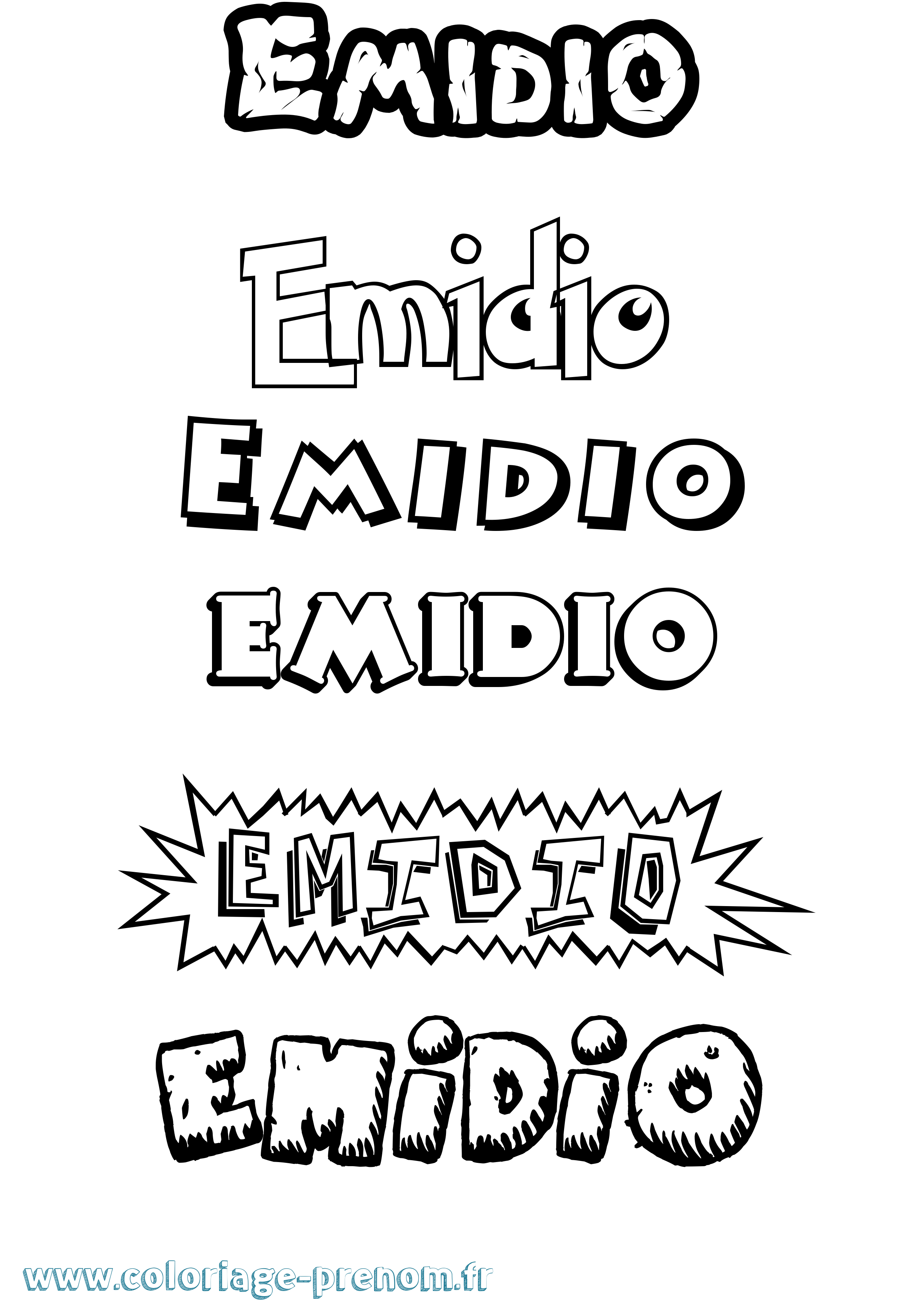 Coloriage prénom Emidio Dessin Animé