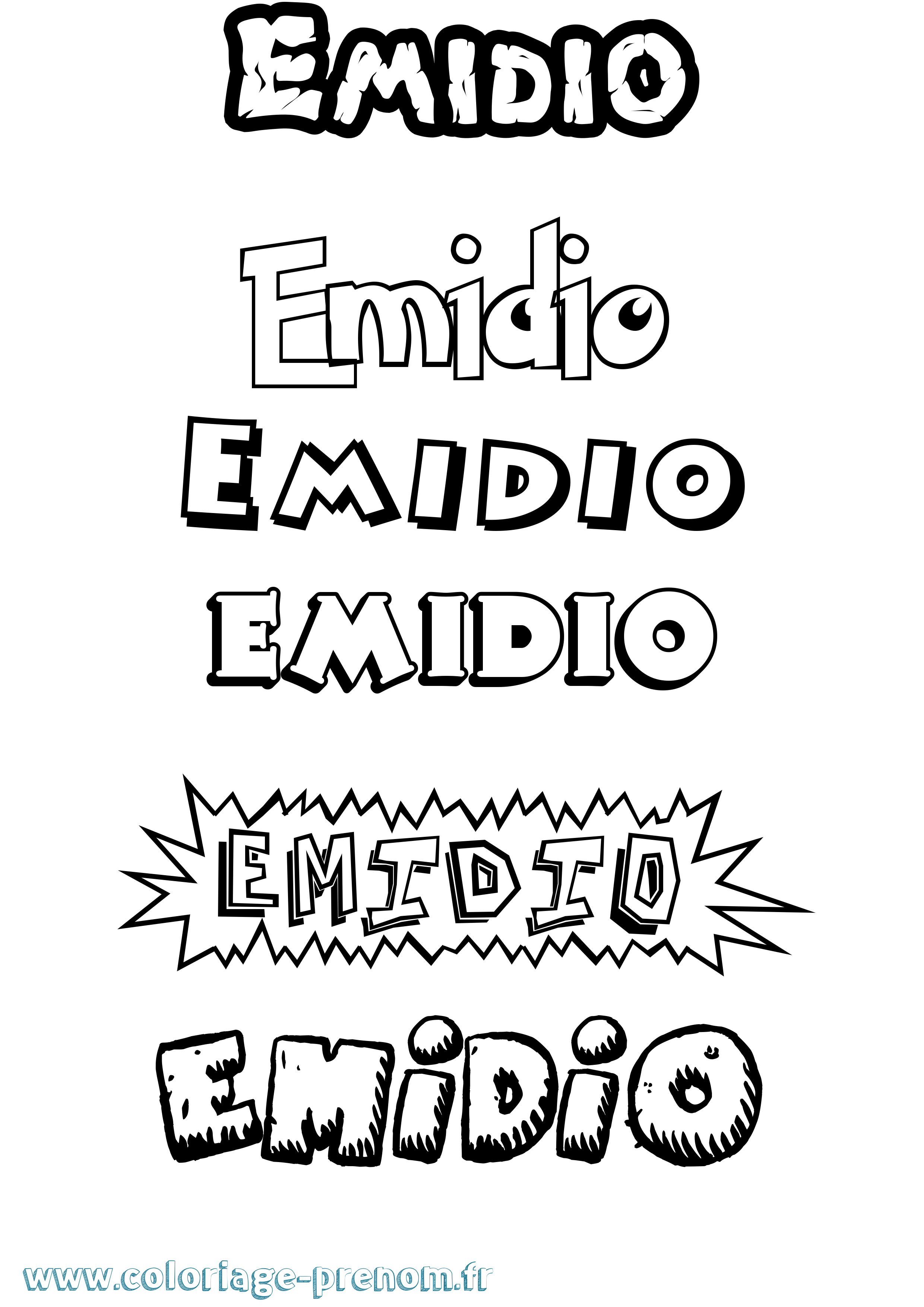 Coloriage Emidio Dessin Animé Coloriage prénom Emidio Dessin Animé