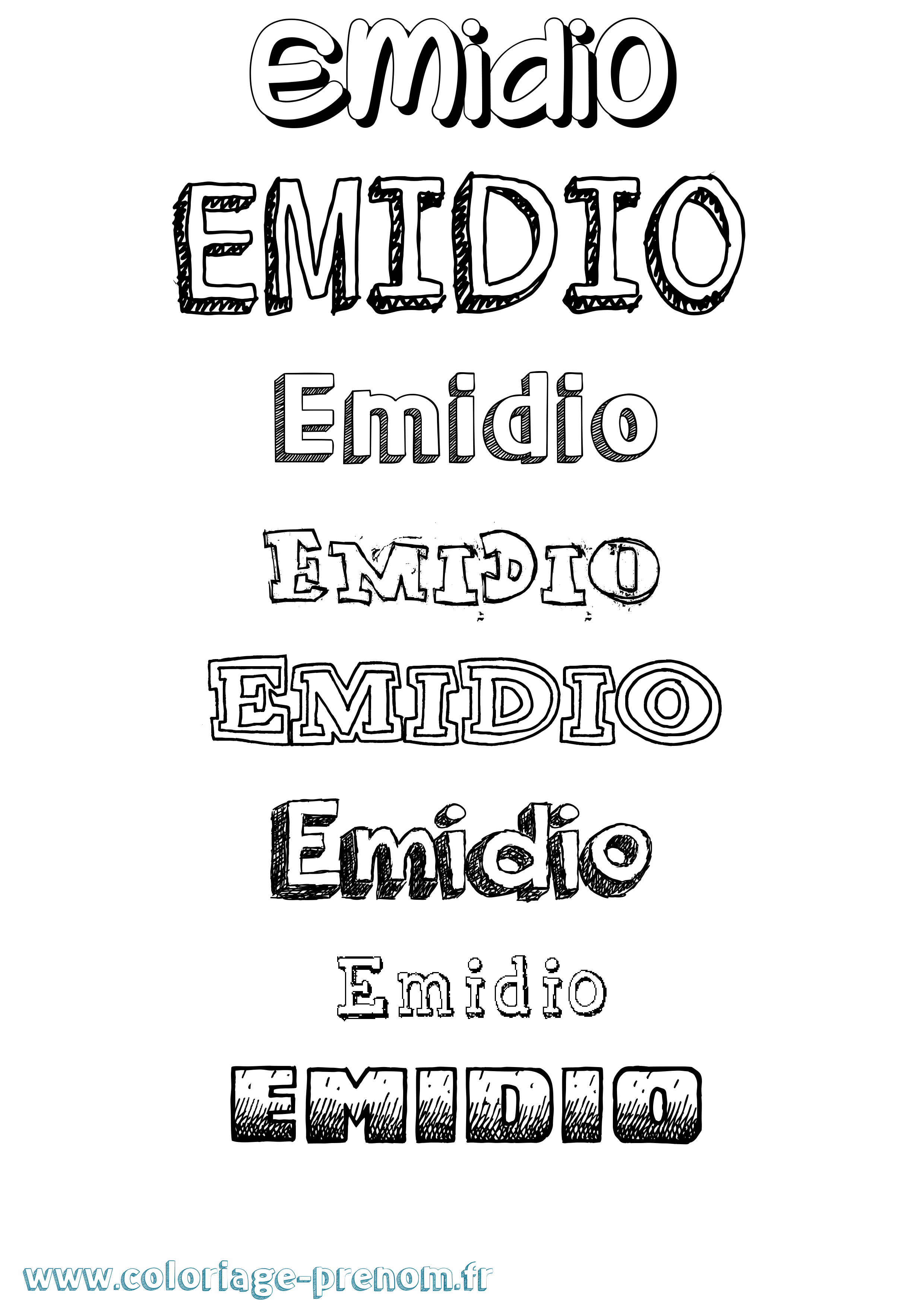 Coloriage Emidio Dessiné Coloriage prénom Emidio Dessiné