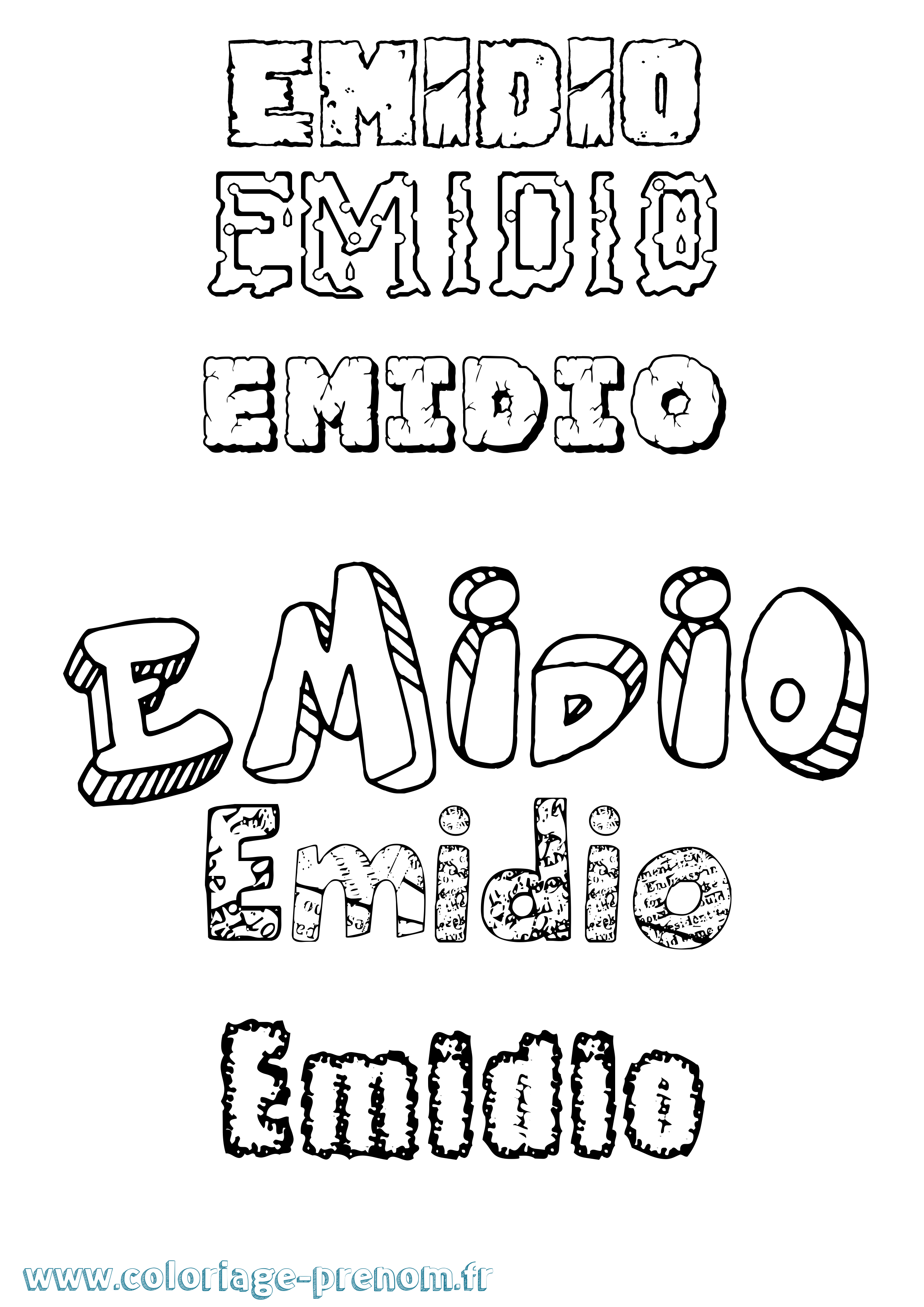 Coloriage Emidio Destructuré Coloriage prénom Emidio Destructuré