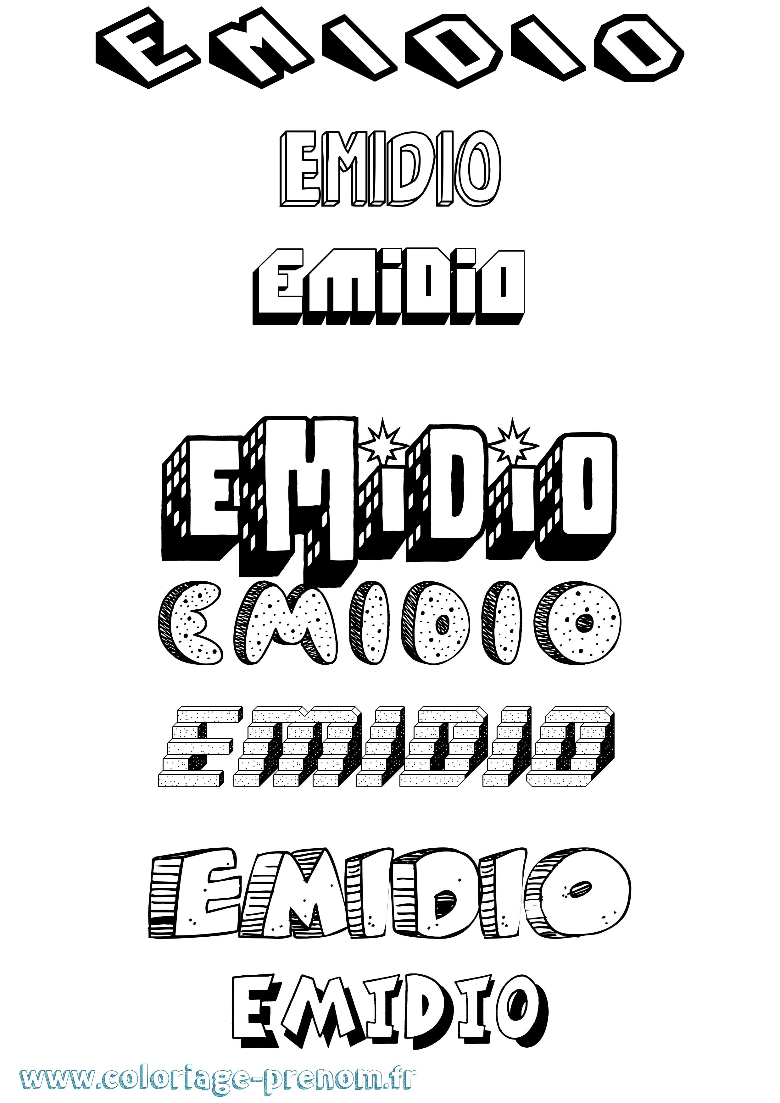 Coloriage prénom Emidio Effet 3D