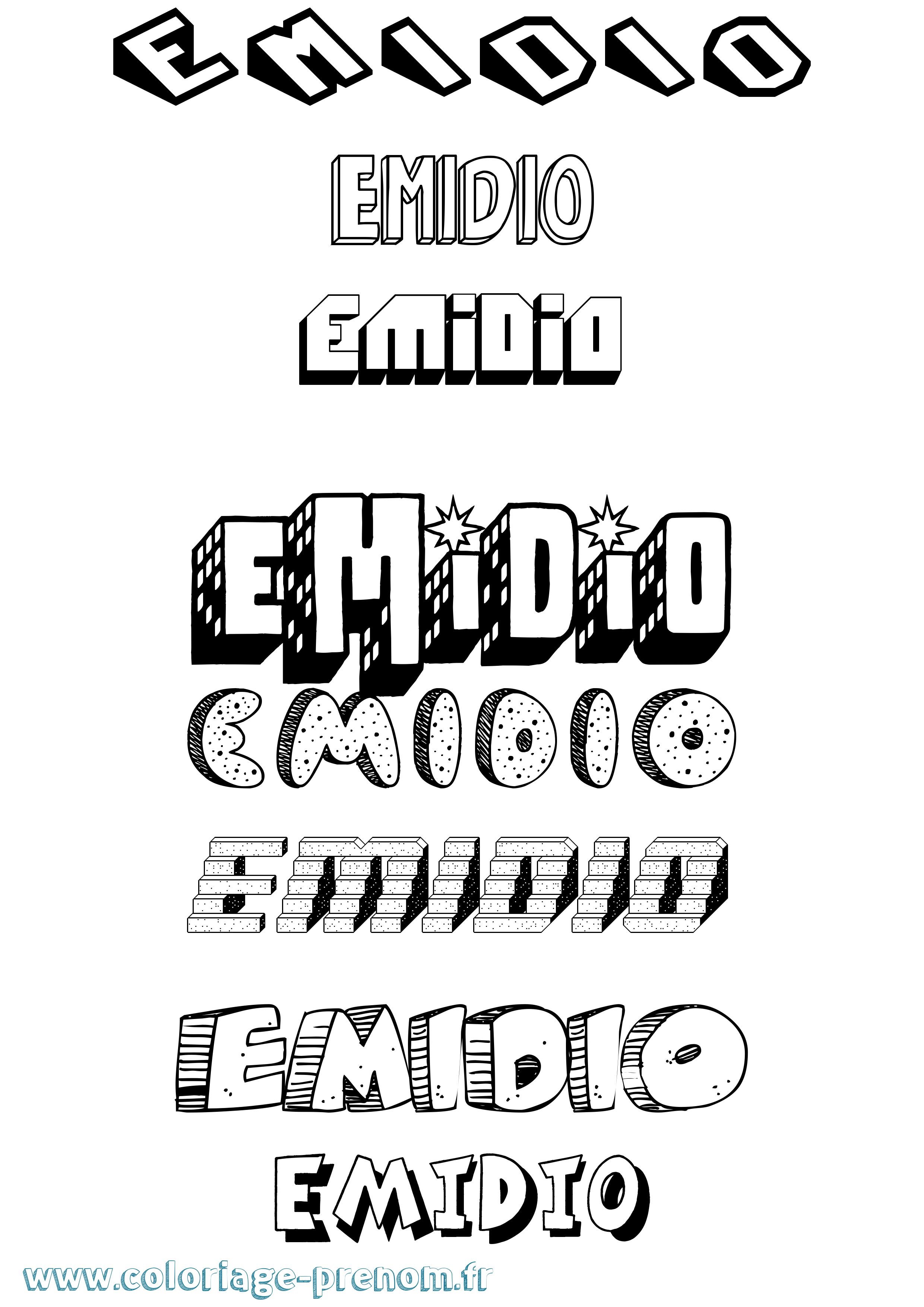 Coloriage Emidio Effet 3D Coloriage prénom Emidio Effet 3D