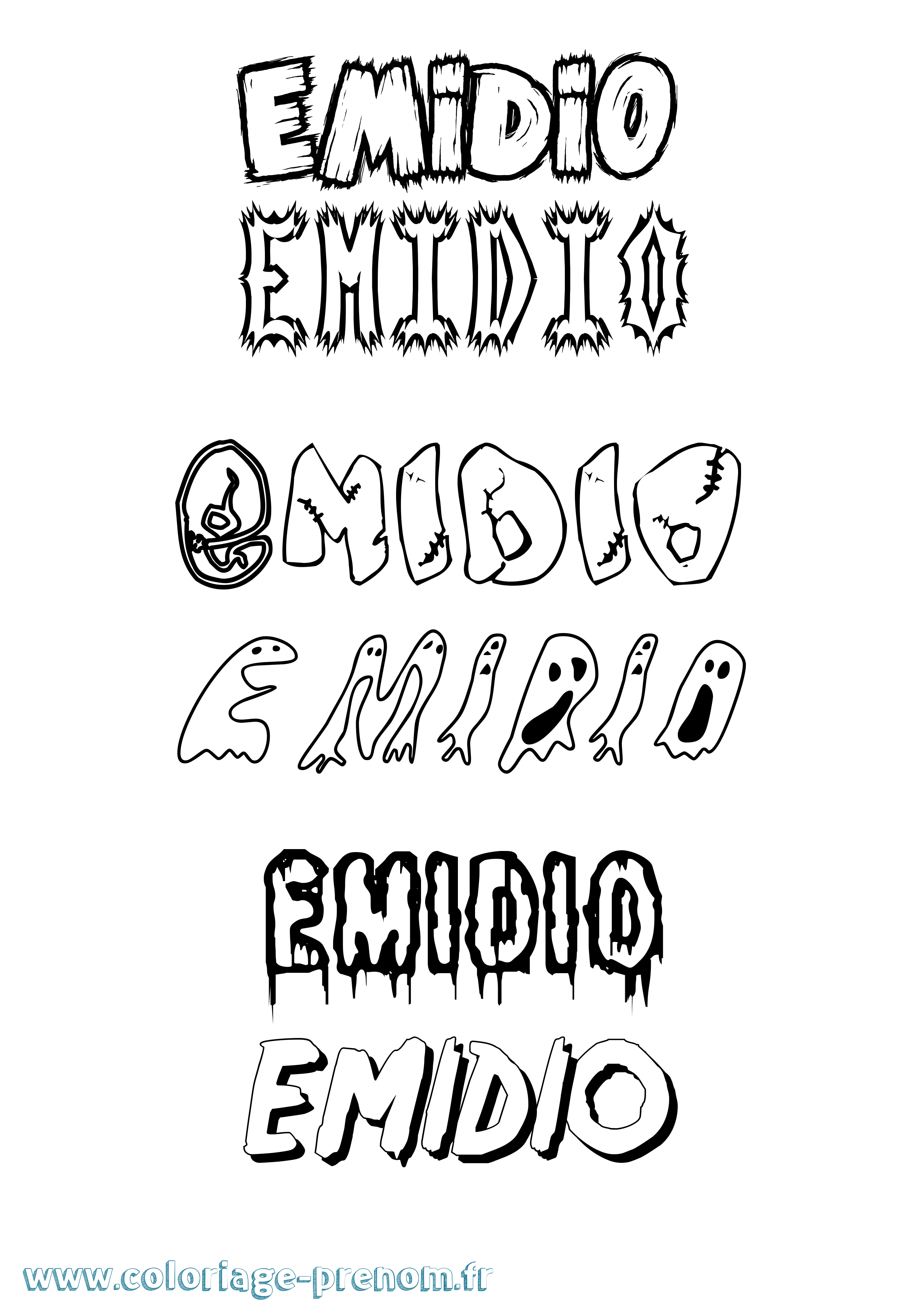Coloriage Emidio Frisson Coloriage prénom Emidio Frisson