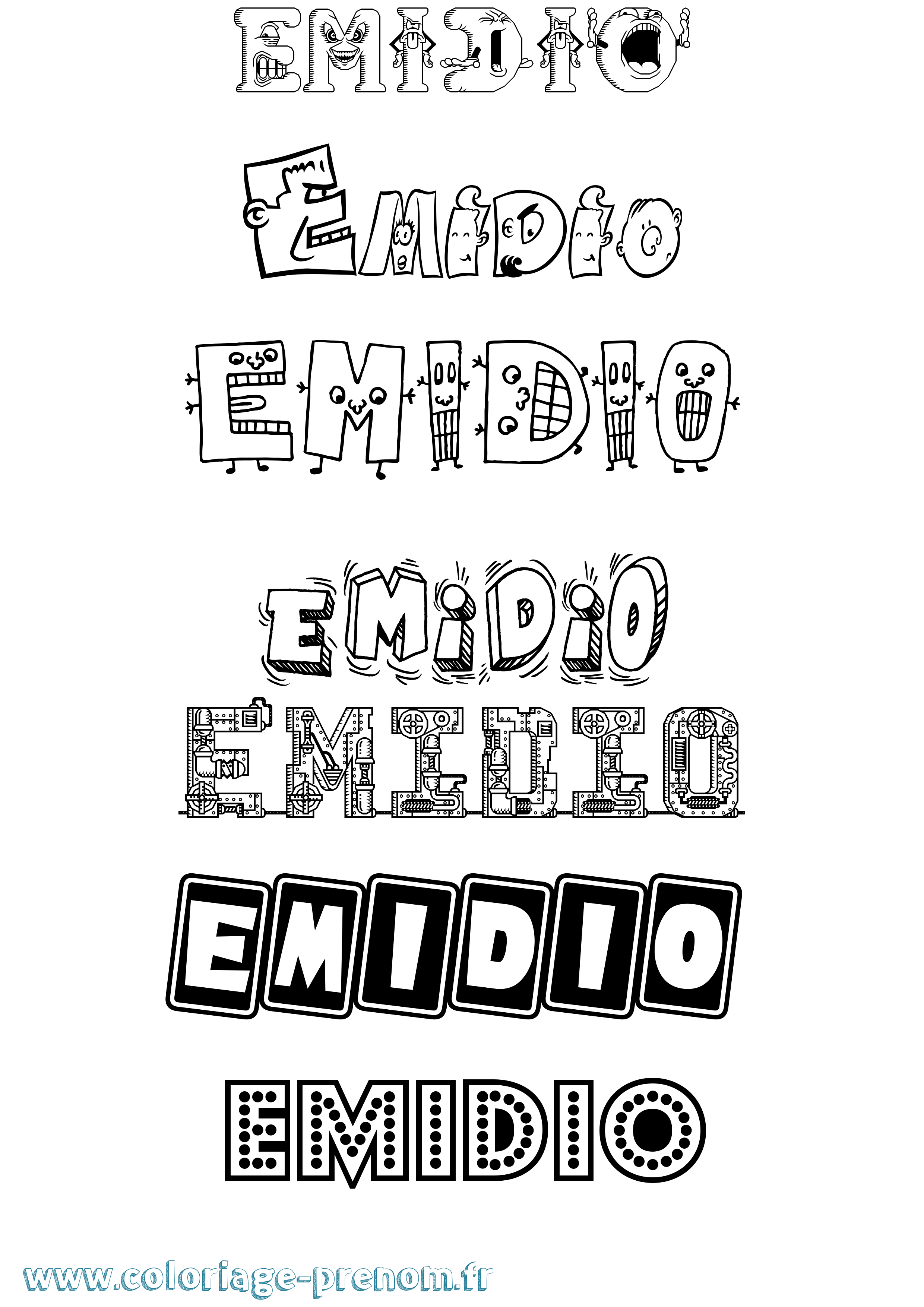 Coloriage Emidio Fun Coloriage prénom Emidio Fun