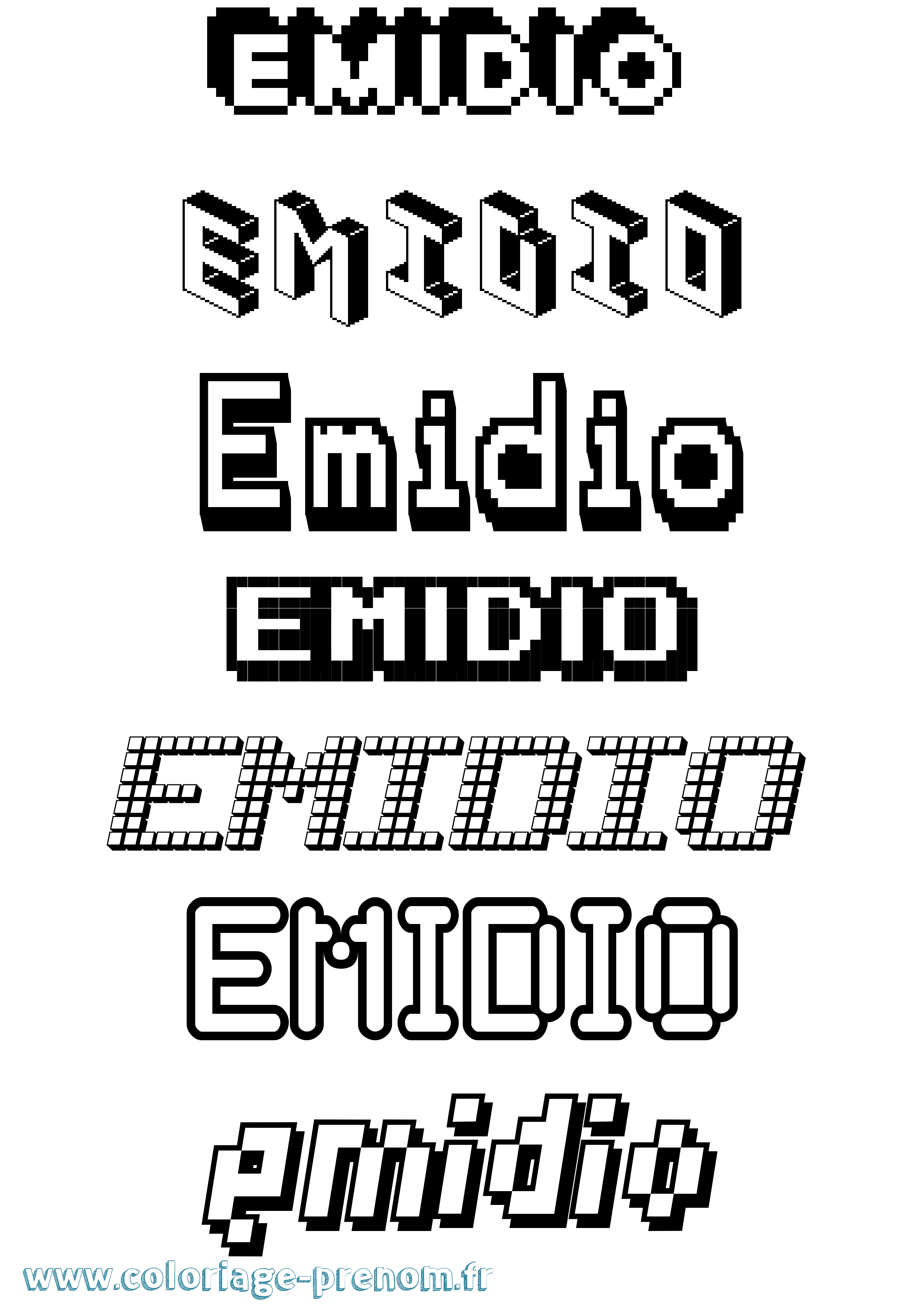 Coloriage prénom Emidio Pixel