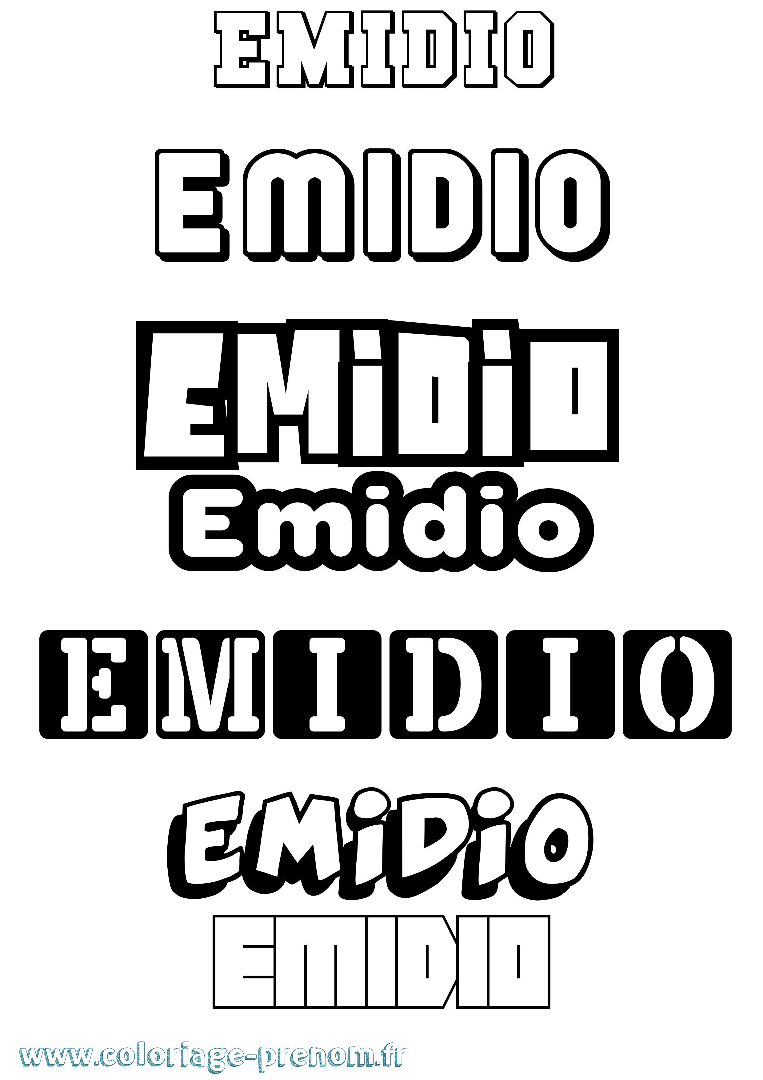 Coloriage Emidio Simple Coloriage prénom Emidio Simple