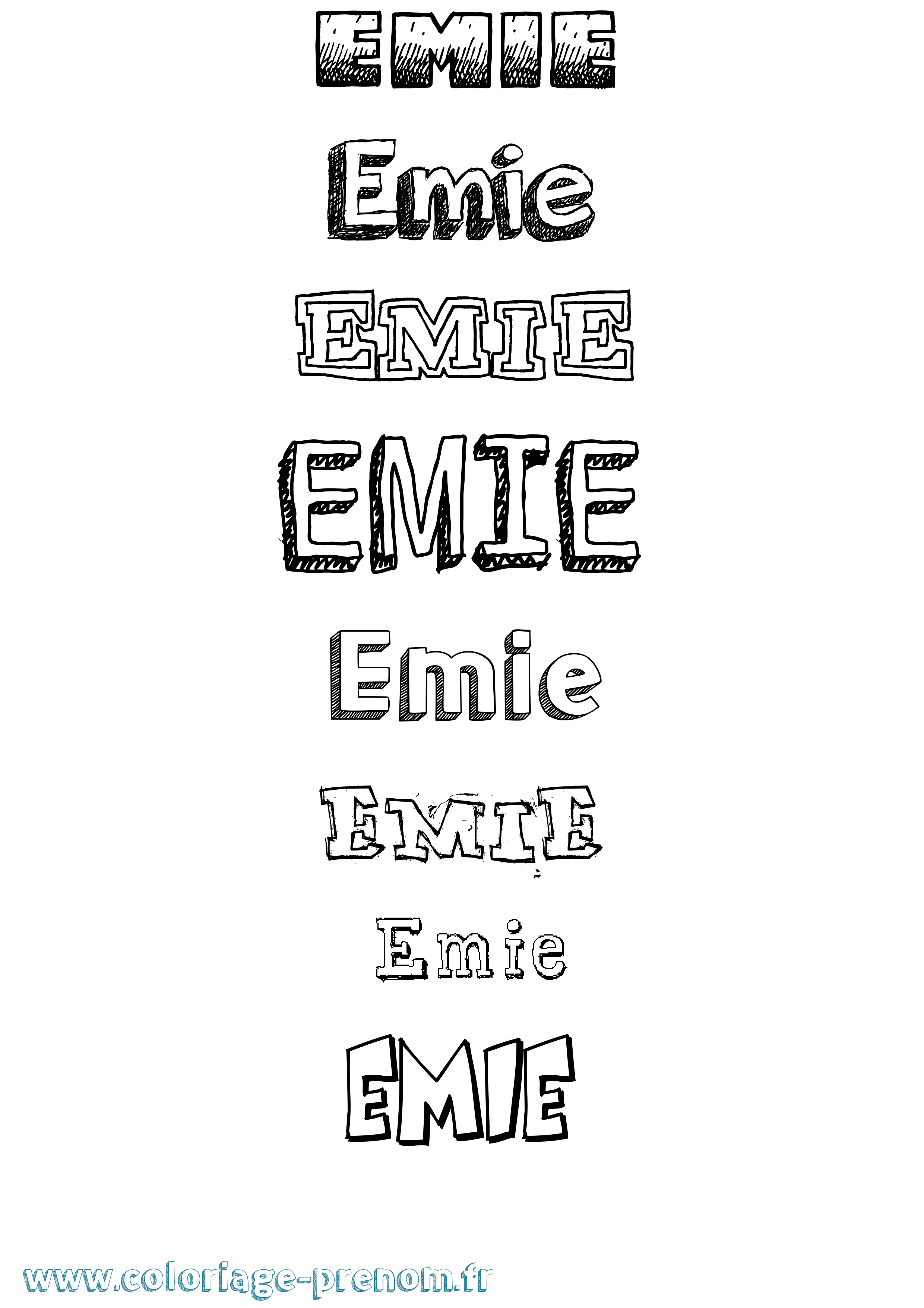 Coloriage prénom Emie