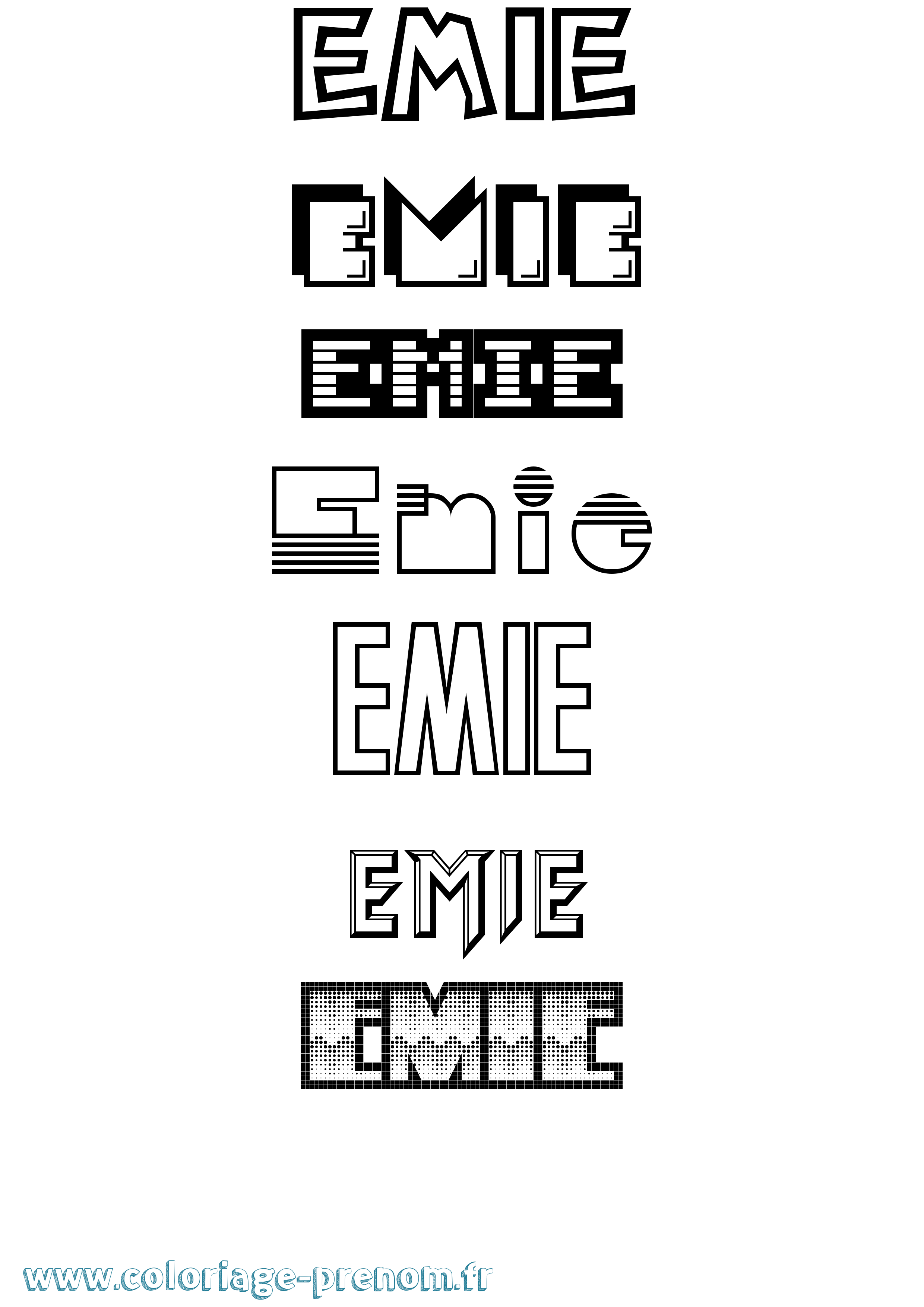 Coloriage prénom Emie