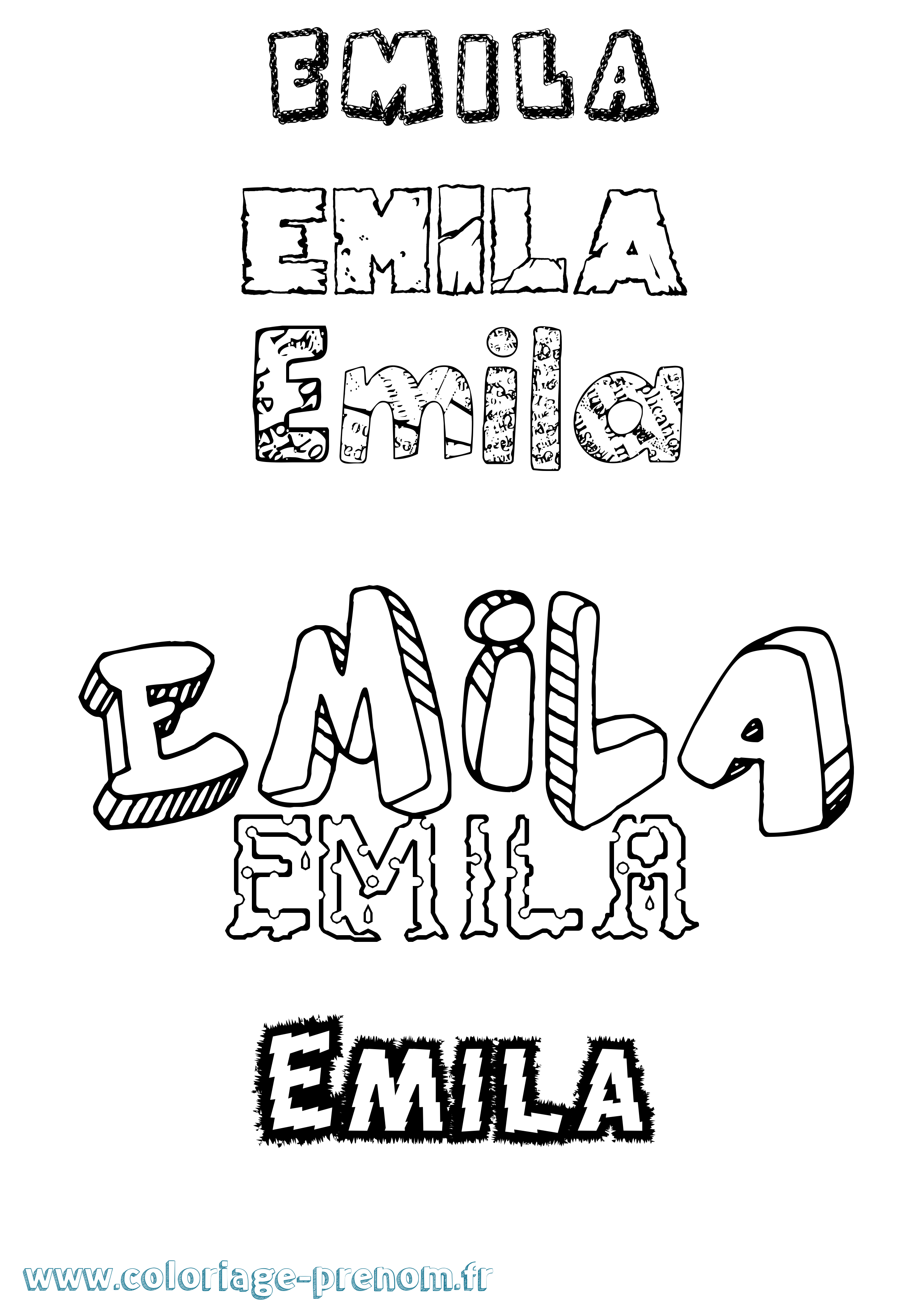 Coloriage prénom Emila Destructuré