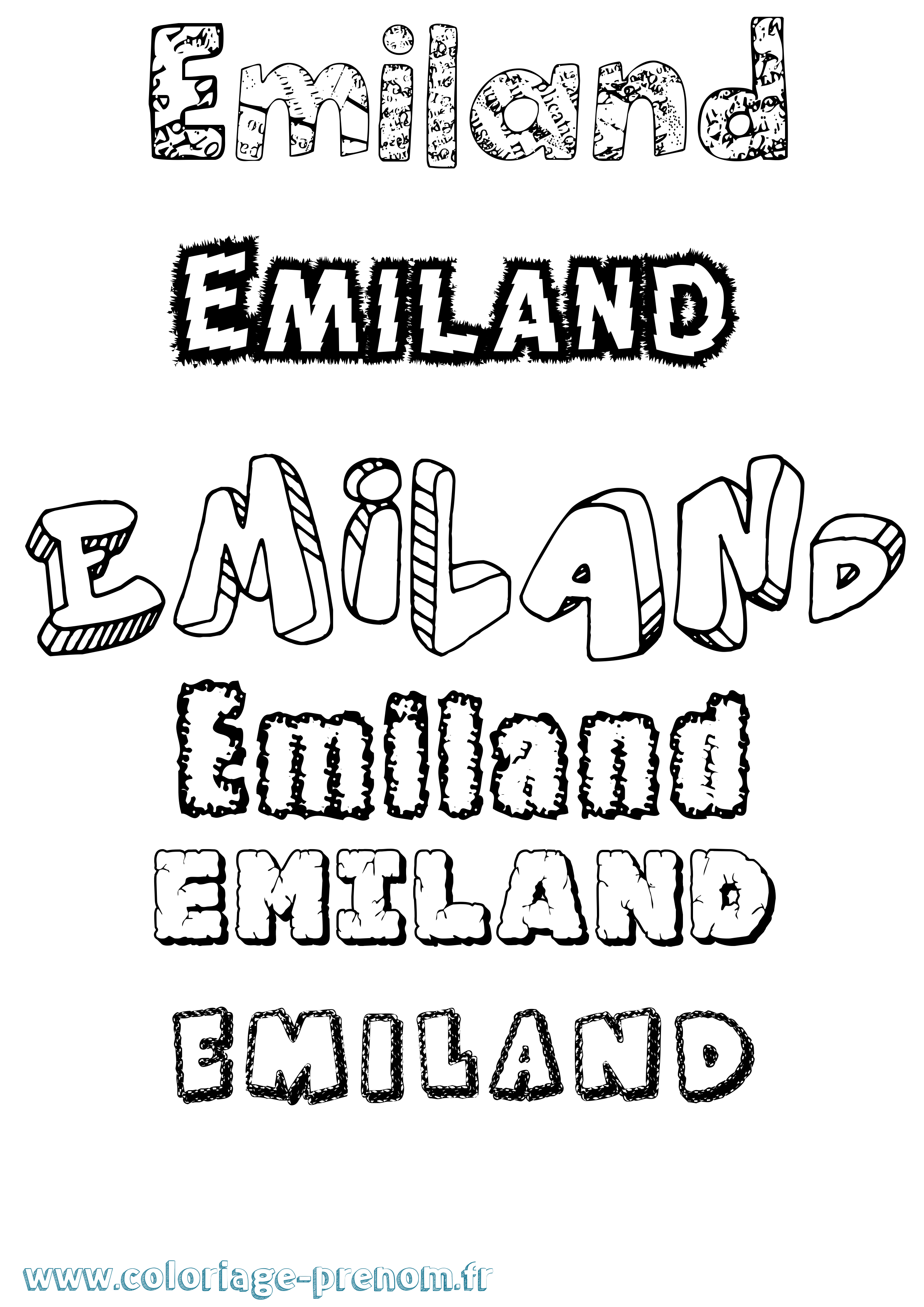 Coloriage prénom Emiland Destructuré