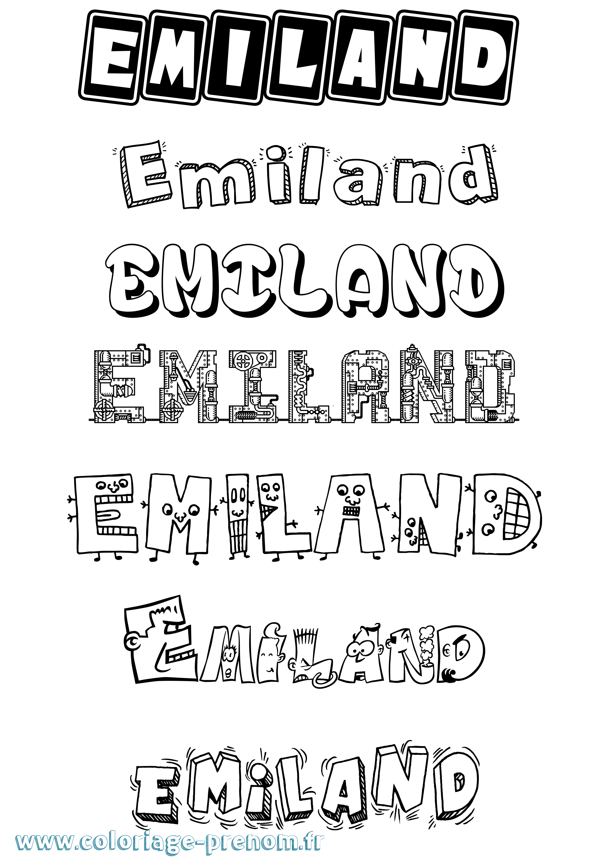 Coloriage prénom Emiland Fun