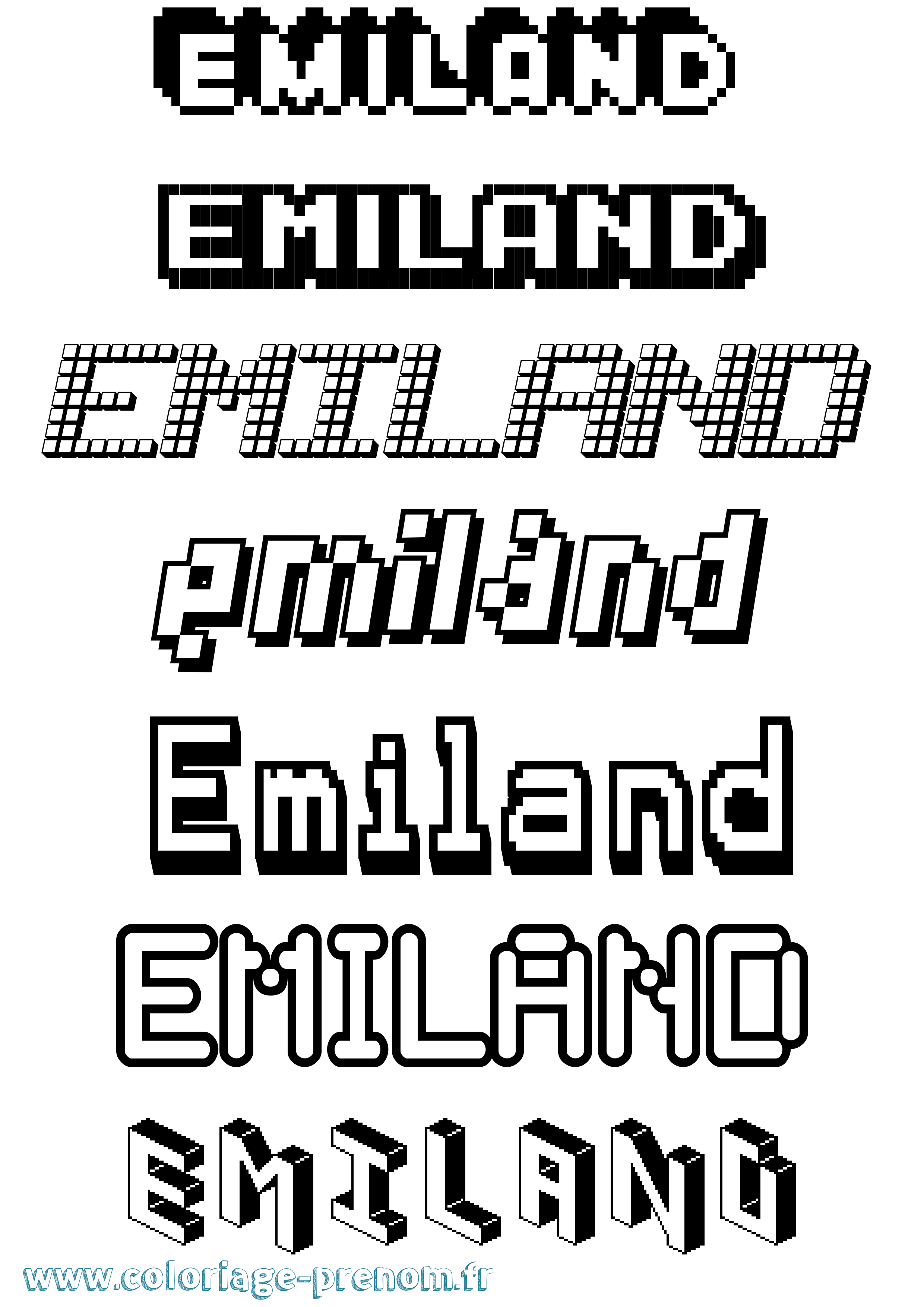 Coloriage prénom Emiland Pixel