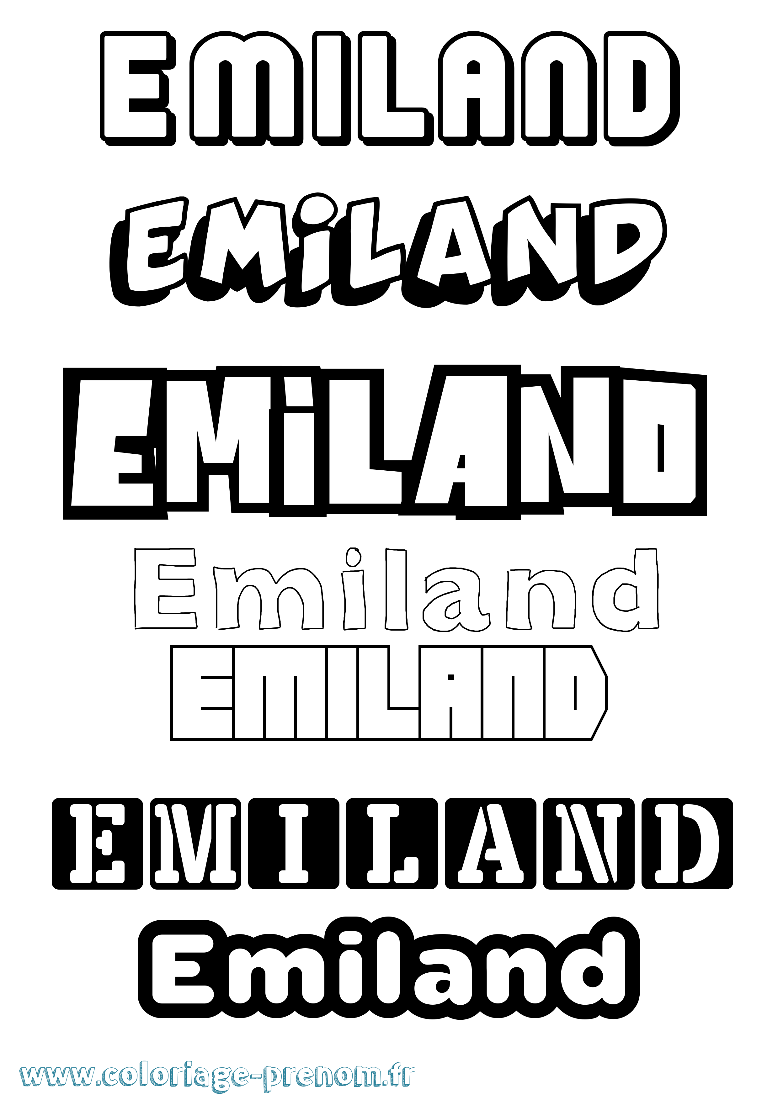 Coloriage prénom Emiland Simple