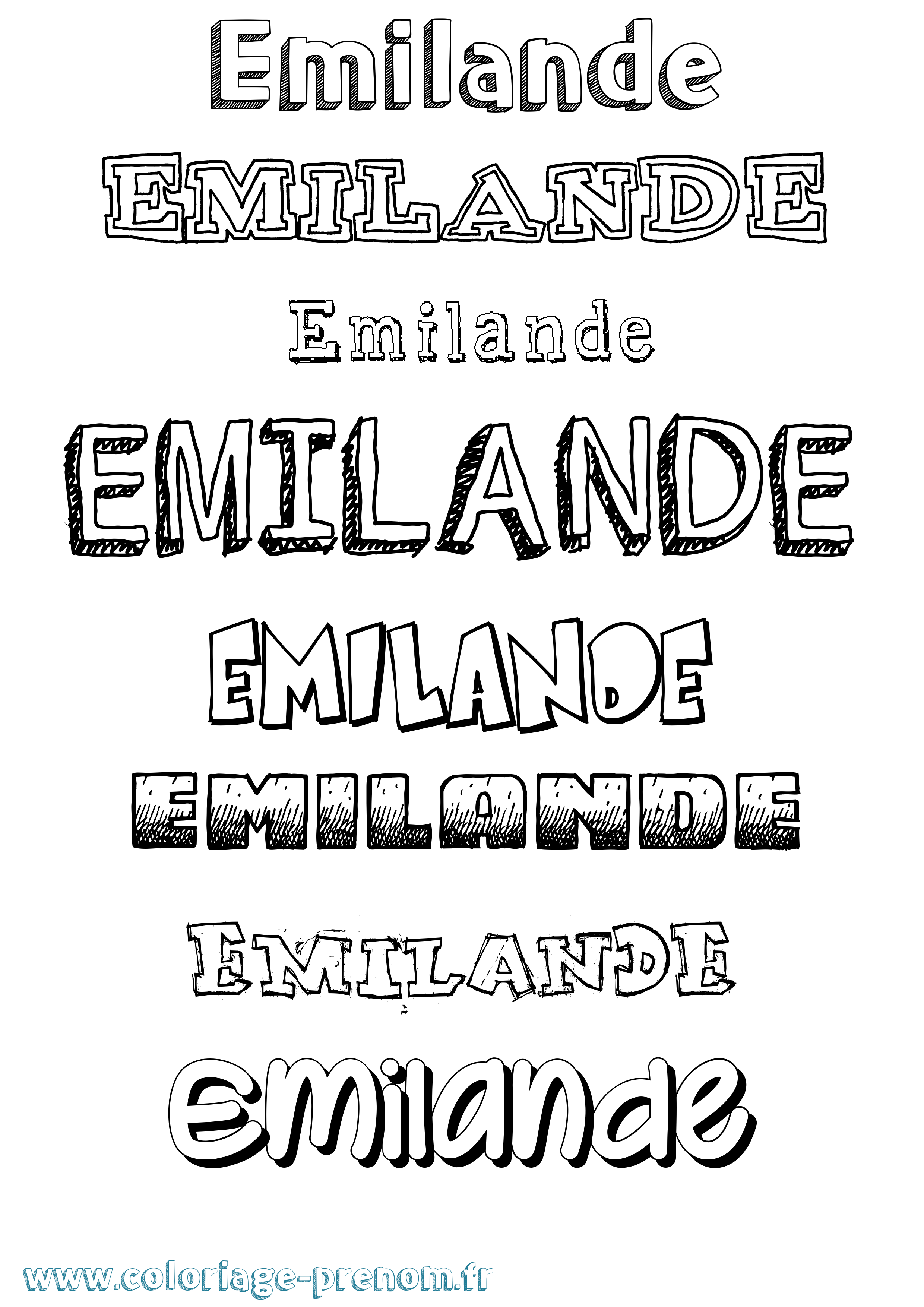 Coloriage prénom Emilande Dessiné
