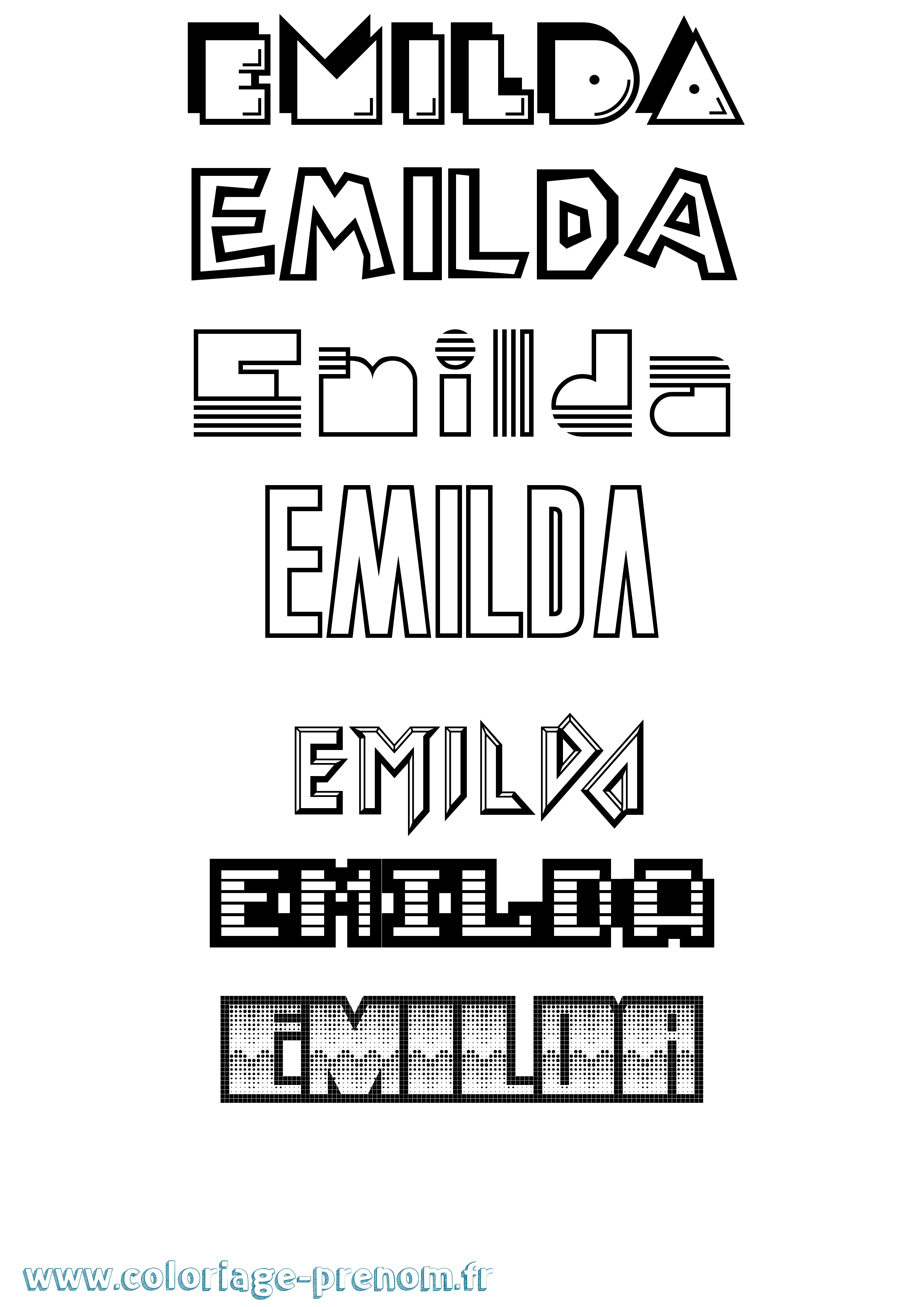 Coloriage prénom Emilda Jeux Vidéos