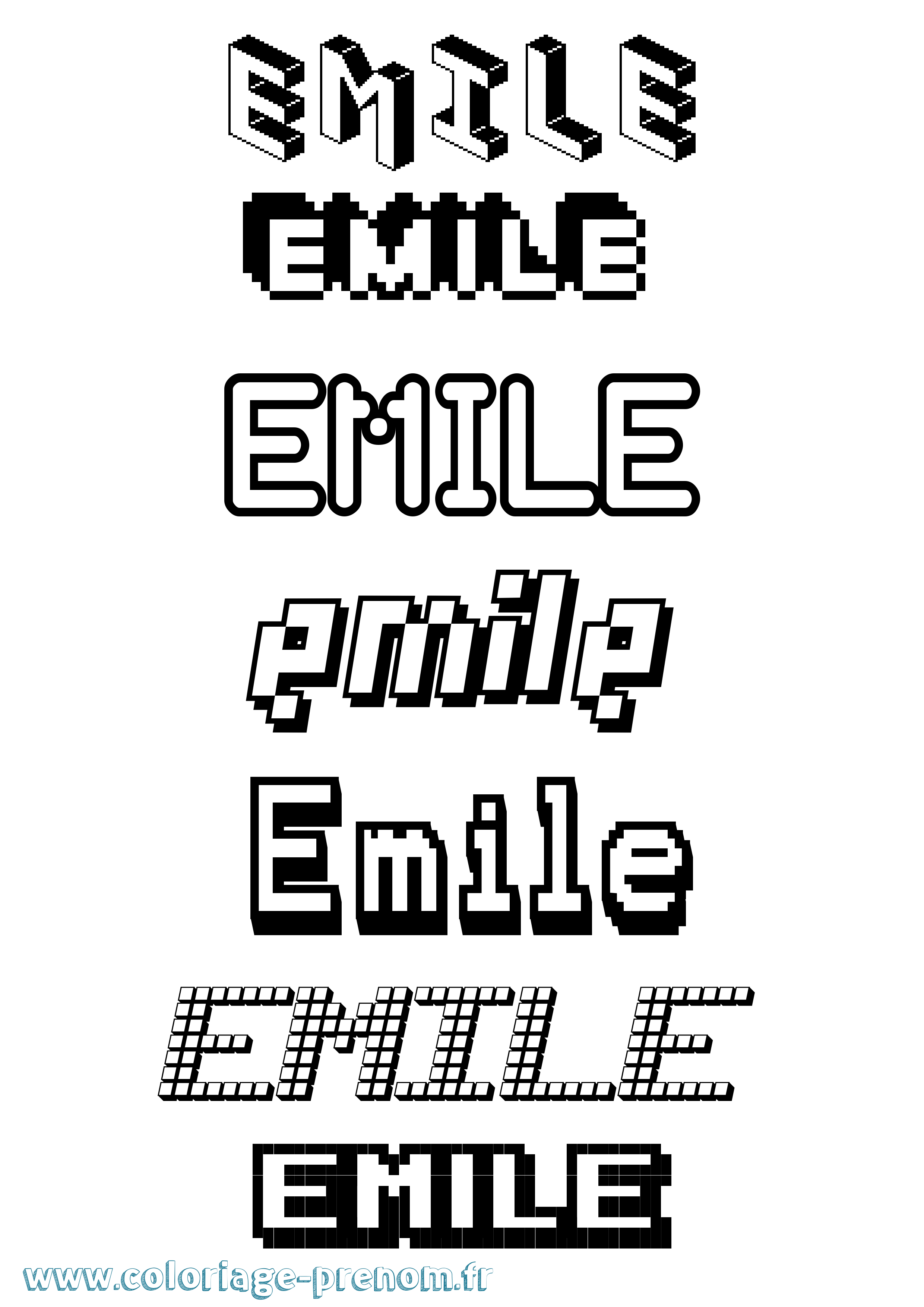 Coloriage prénom Emile