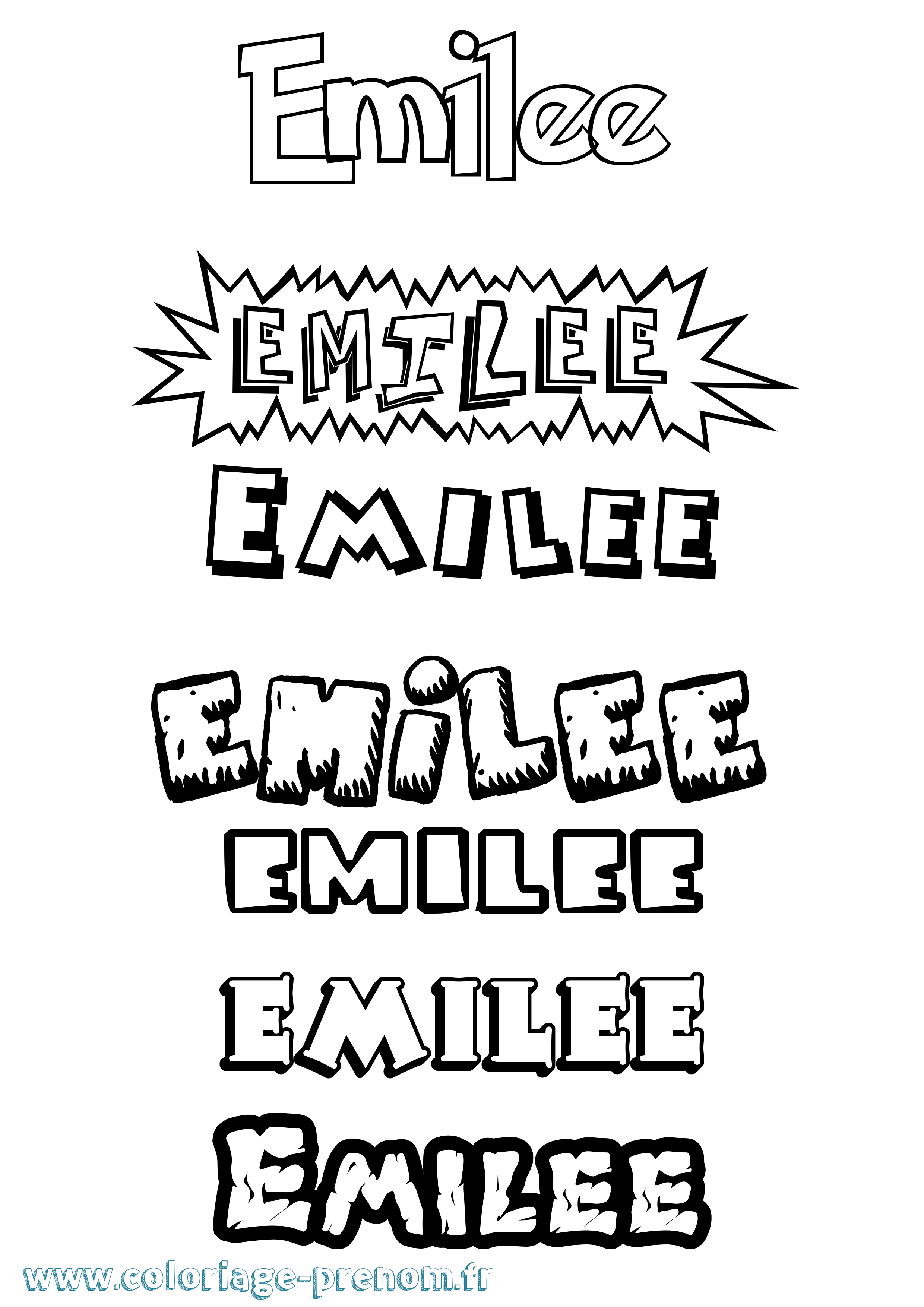 Coloriage prénom Emilee Dessin Animé