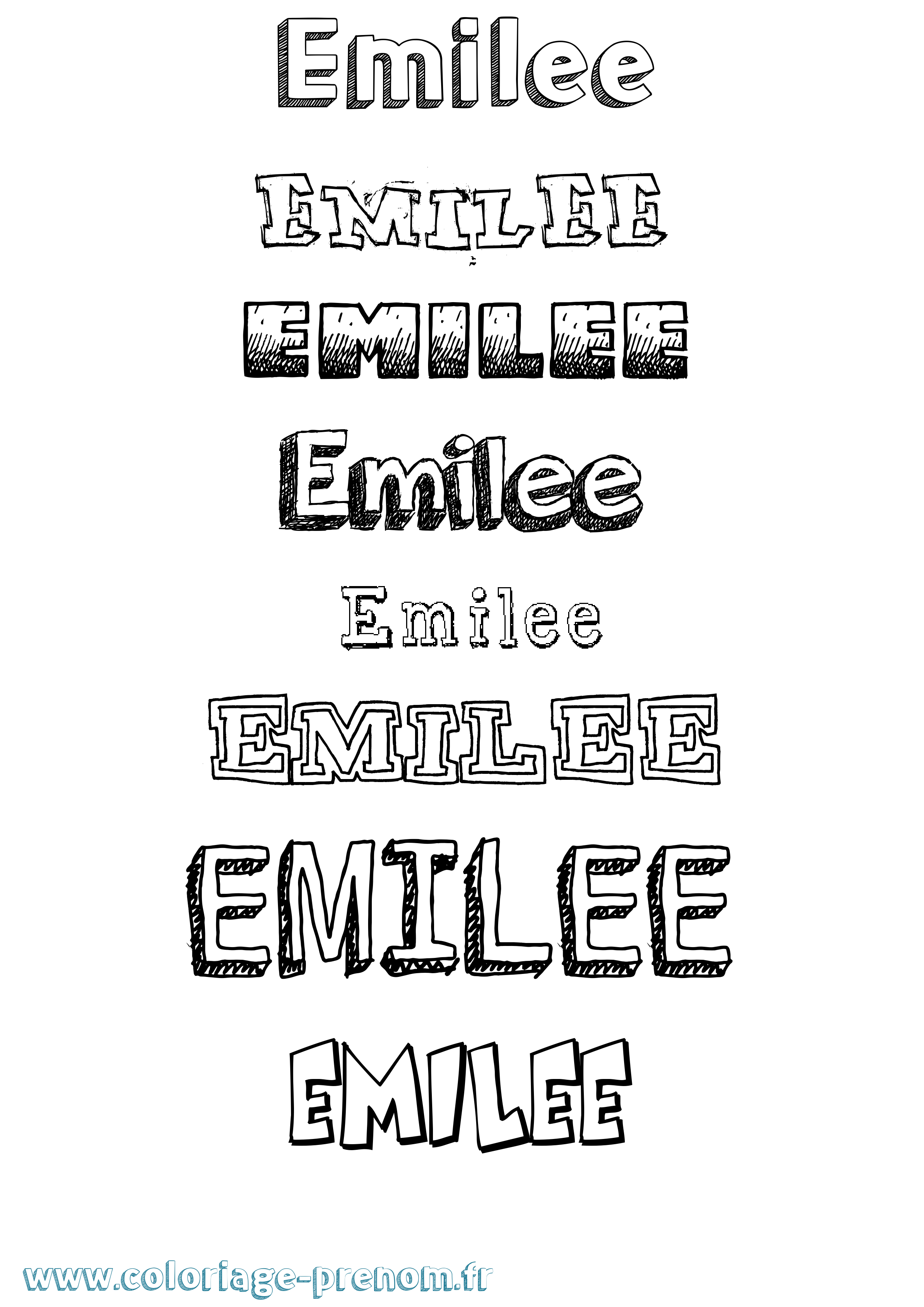 Coloriage prénom Emilee Dessiné