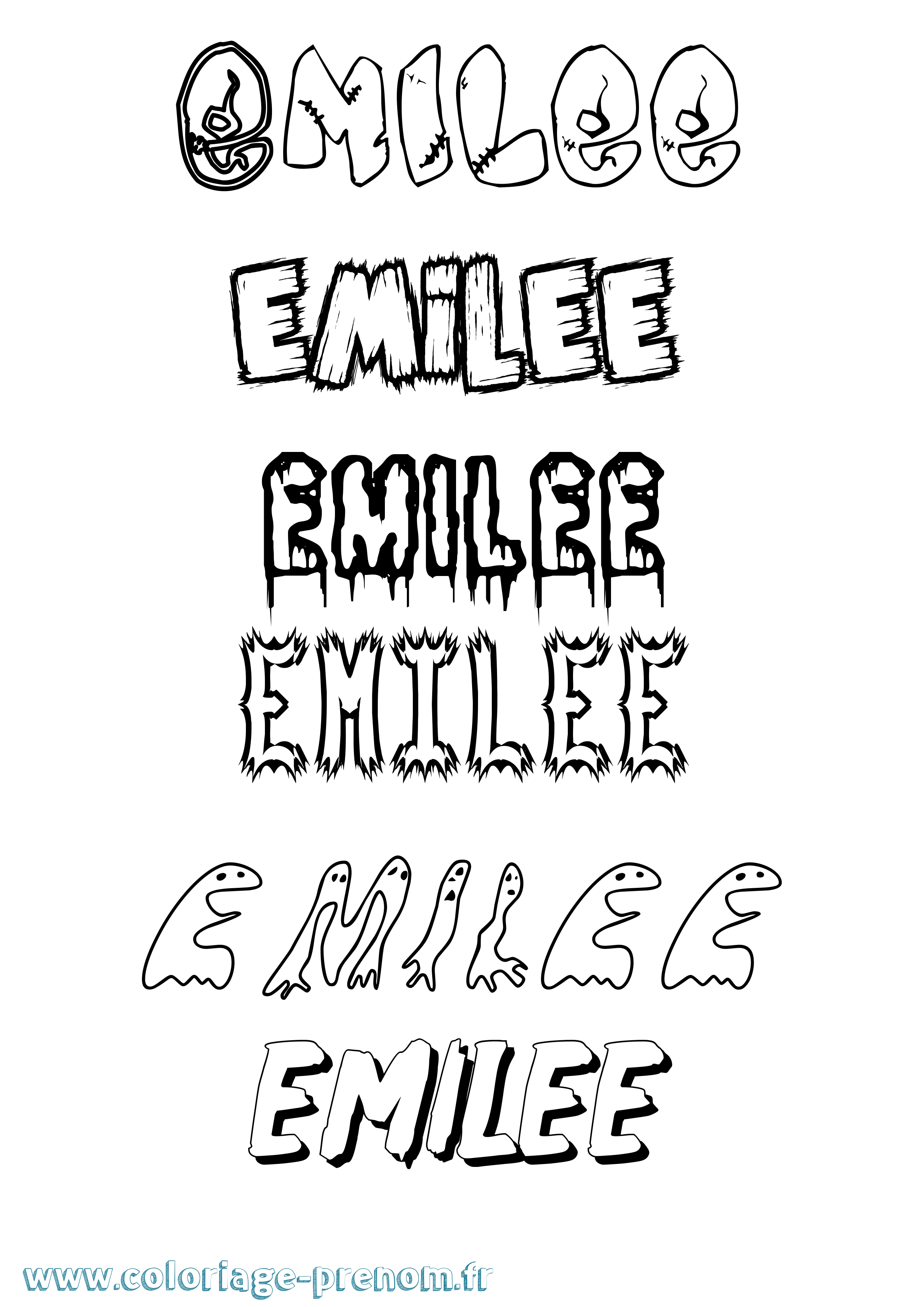 Coloriage prénom Emilee Frisson